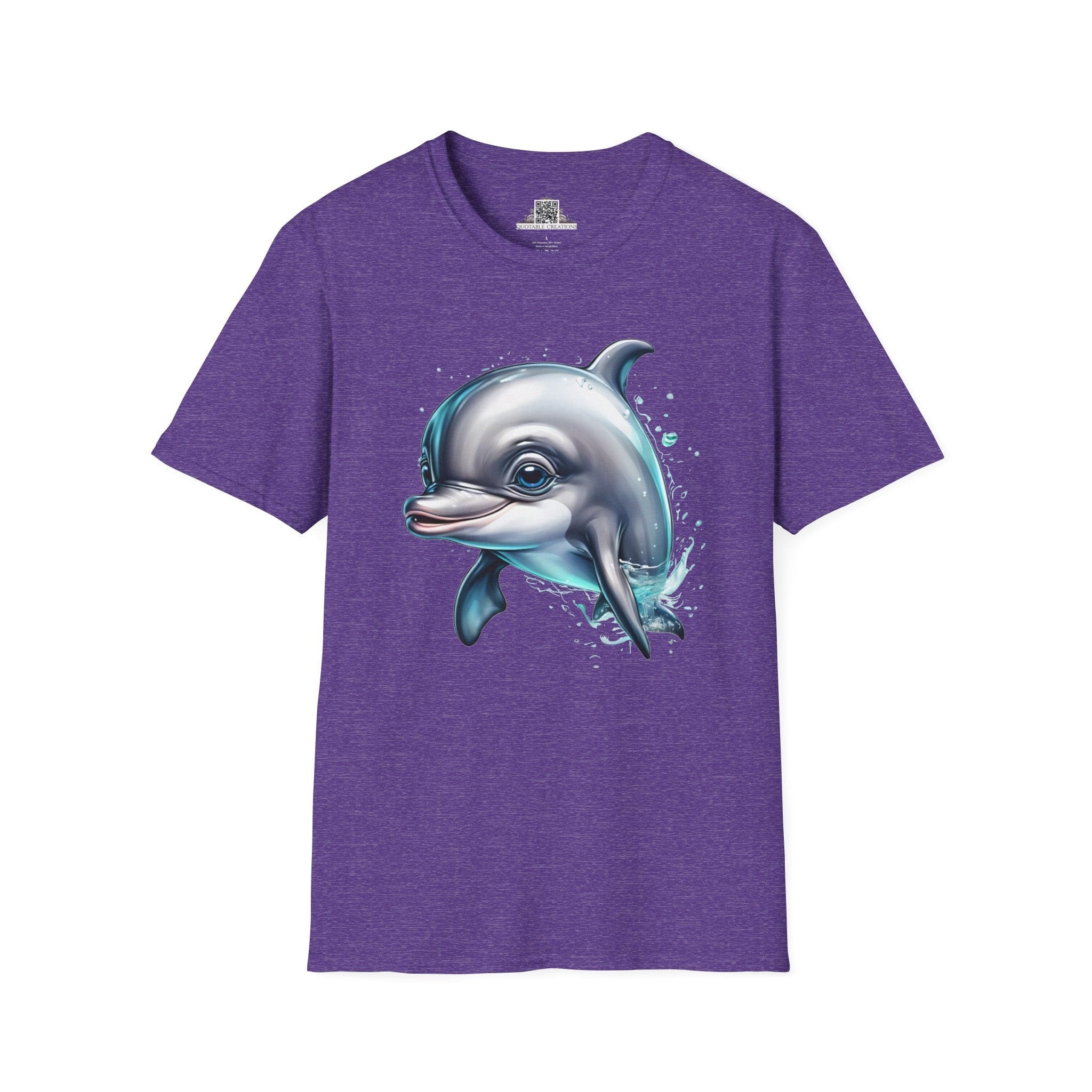 Printify T-Shirt S / Heather Purple T-Shirt - Baby Dolphin - Hyper Cute