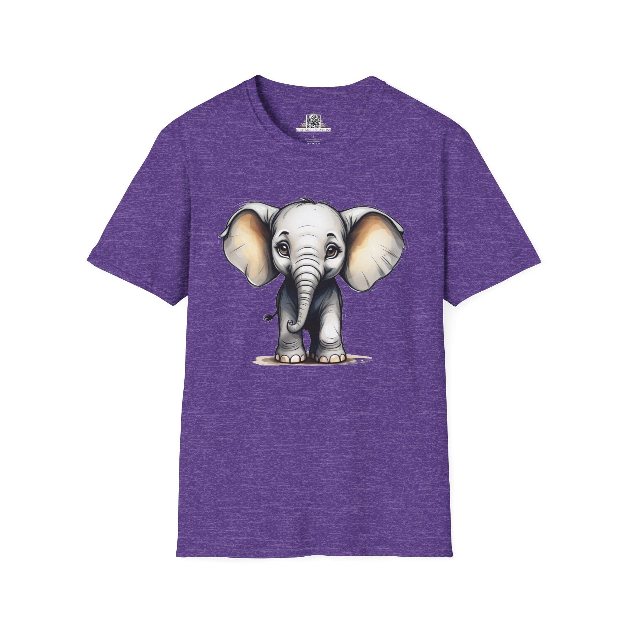 Printify T-Shirt S / Heather Purple T-Shirt - Baby Elephant - Hyper Cute