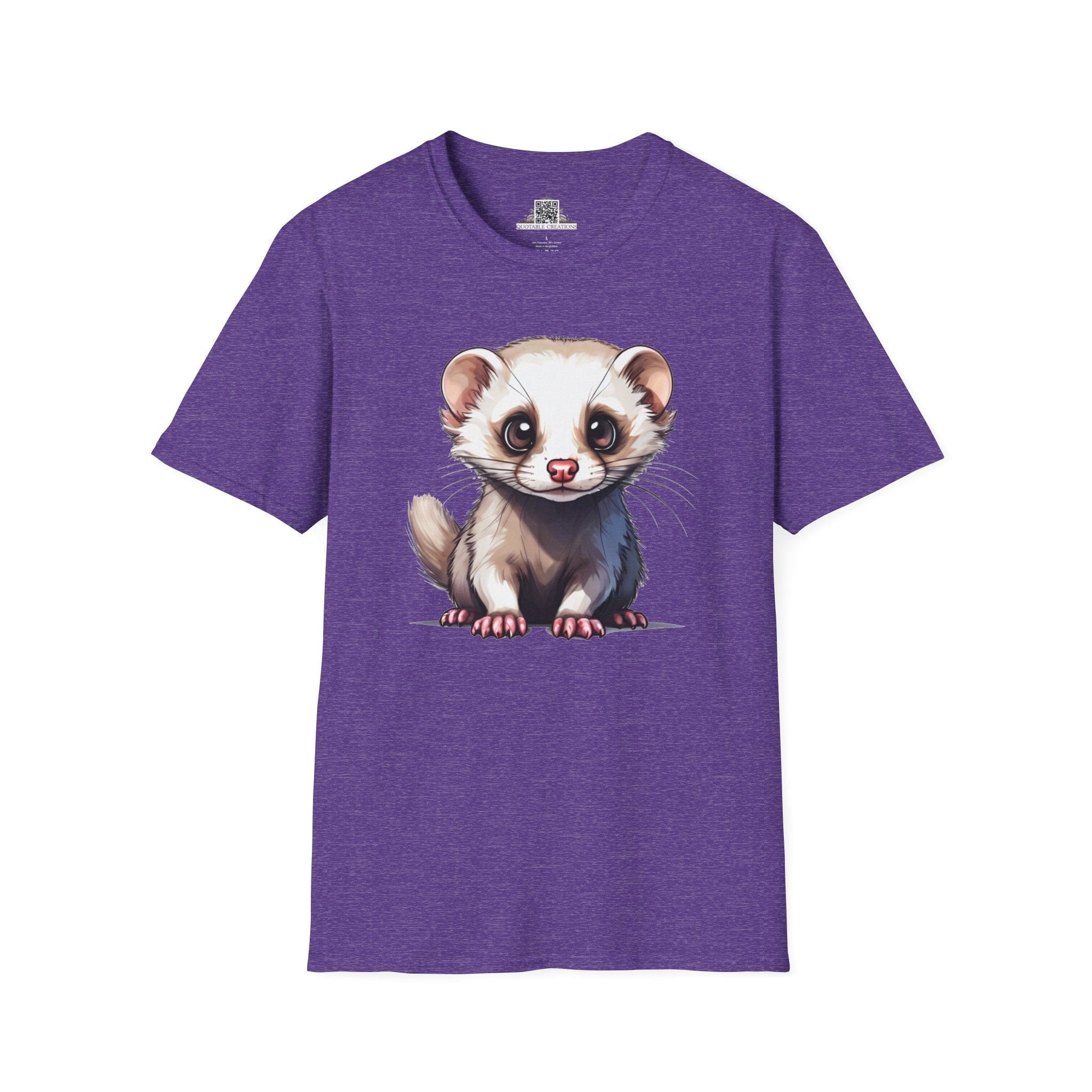 Printify T-Shirt S / Heather Purple T-Shirt - Baby Ferret - Hyper Cute