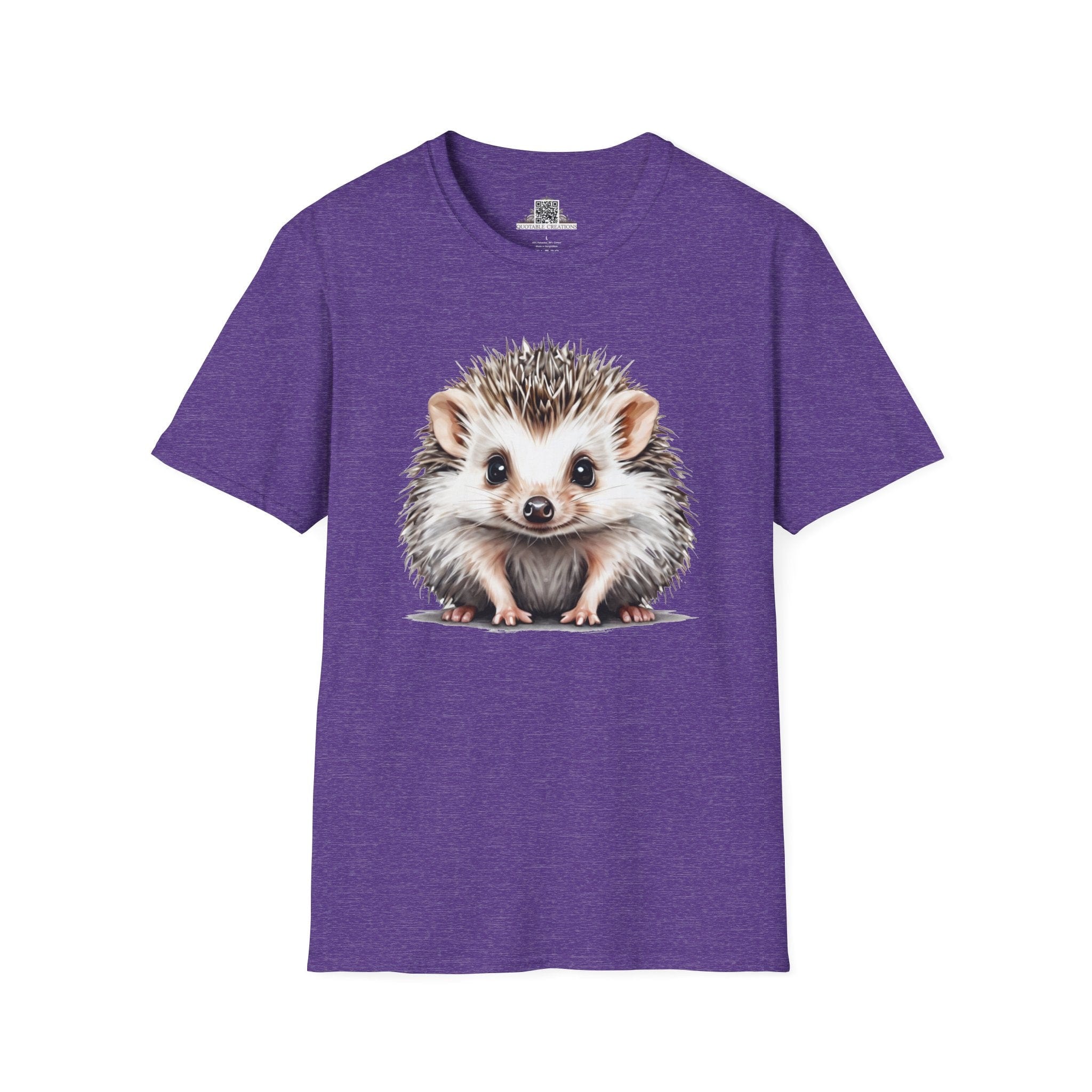 Printify T-Shirt S / Heather Purple T-Shirt - Baby Hedgehog - Hyper Cute
