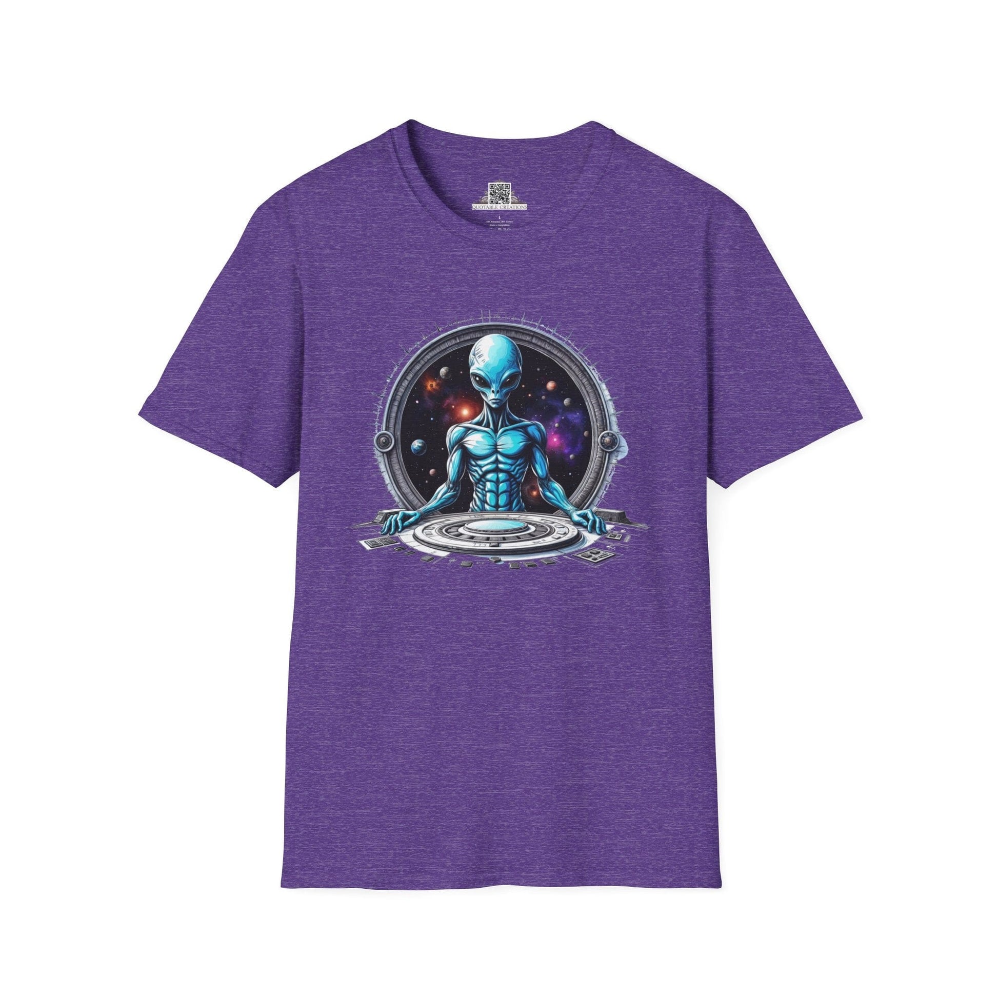 Printify T-Shirt S / Heather Purple T-Shirt - Galactic Traveler Ready for Cosmic Adventures! - Alien & Space