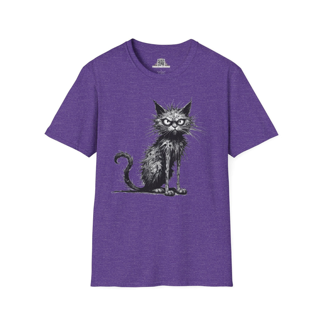 Printify T-Shirt S / Heather Purple T-Shirt - I'm Fine Cat - Everything's Fine