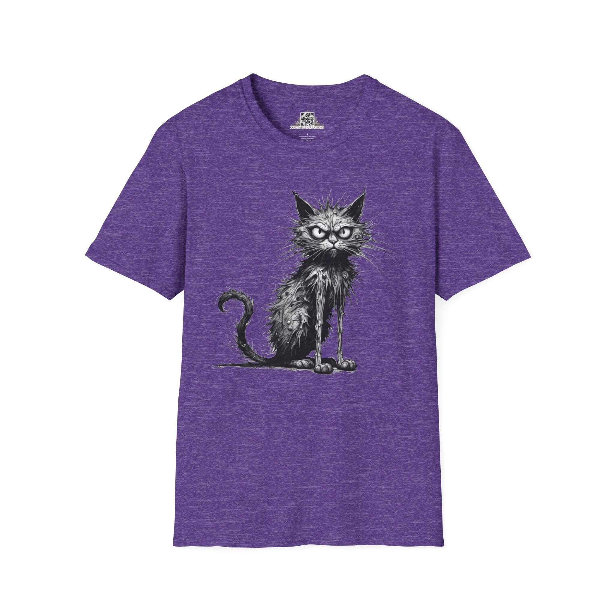 Printify T-Shirt S / Heather Purple T-Shirt - I'm Fine Cat - Everything's Fine