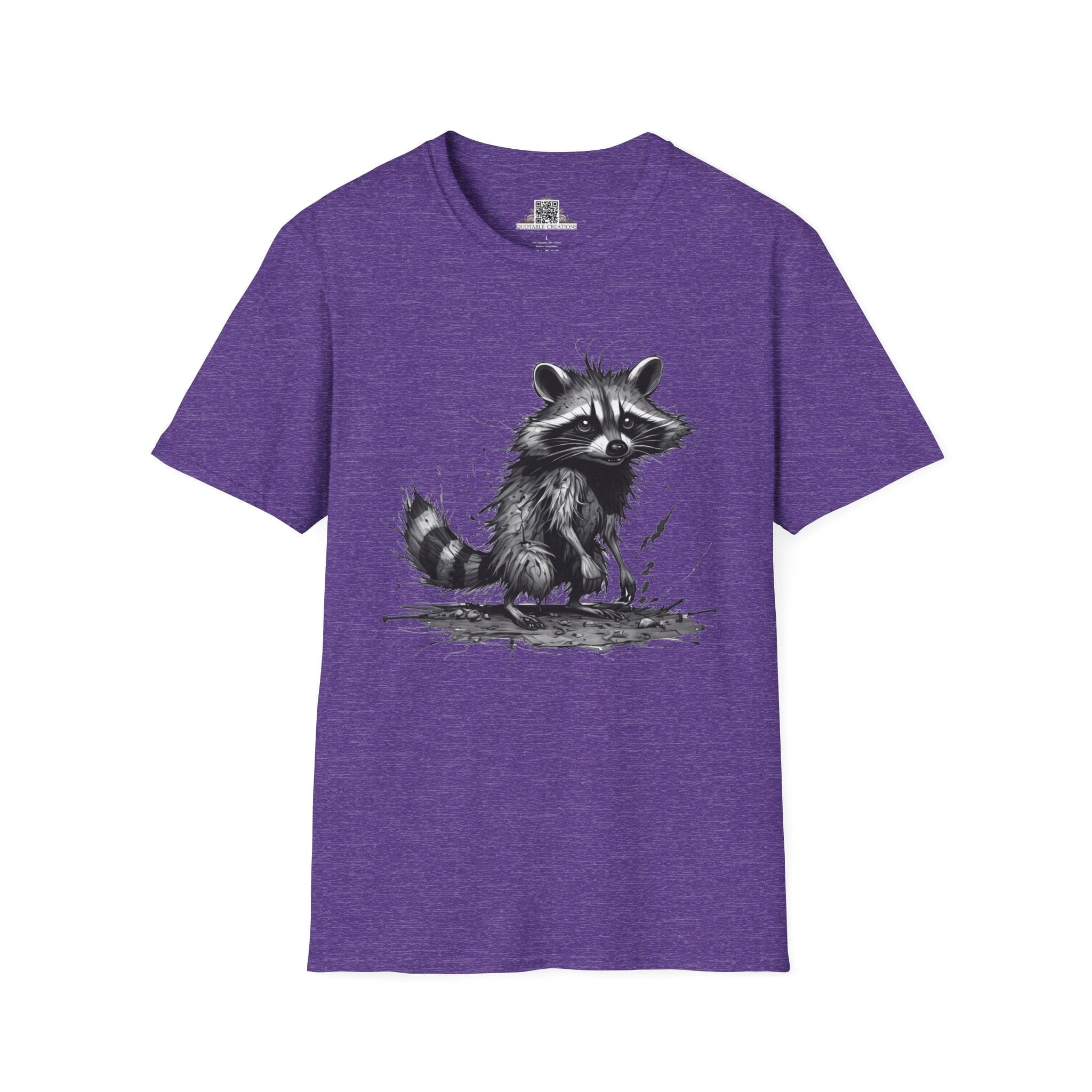 Printify T-Shirt S / Heather Purple T-Shirt - I'm Fine Raccoon - Everything's Fine