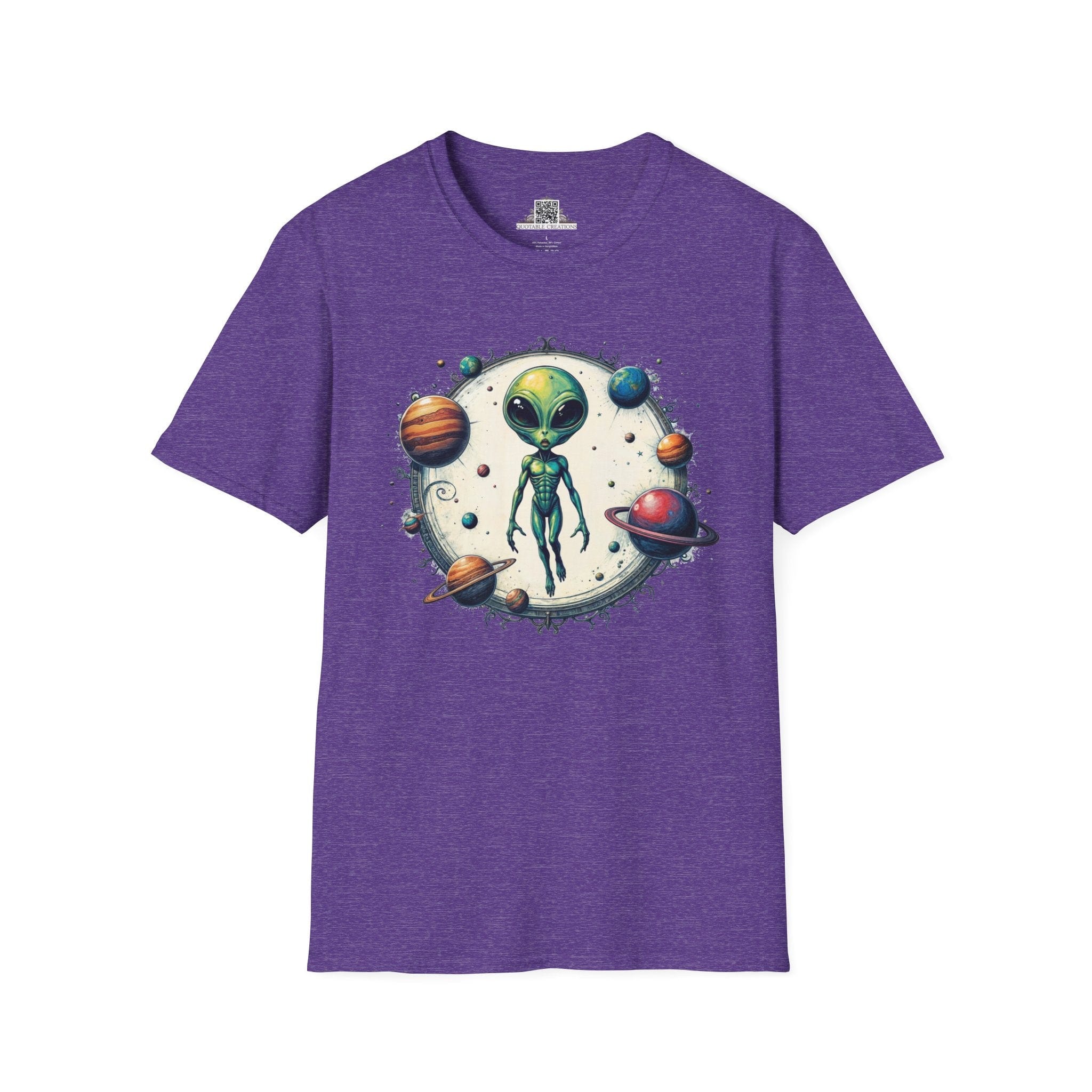 Printify T-Shirt S / Heather Purple T-Shirt - Lost in Space, But Finding Fun Everywhere! - Alien & Space