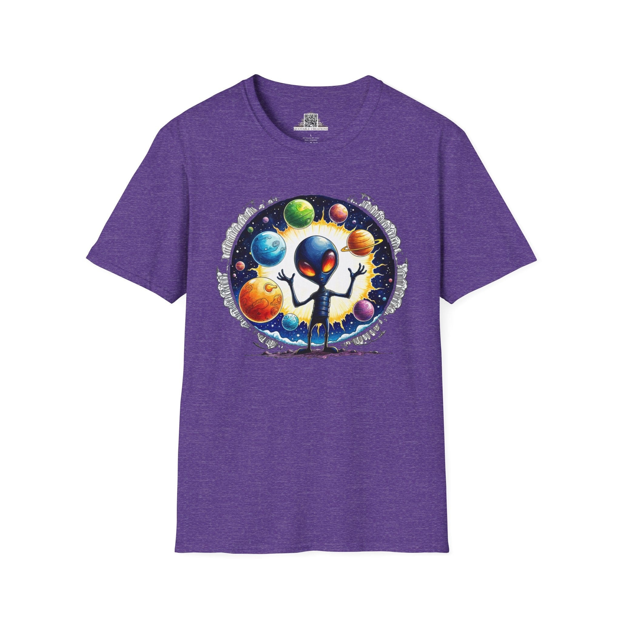 Printify T-Shirt S / Heather Purple T-Shirt - Out of This World Fun is Just a Star Jump Away! - Alien & Space