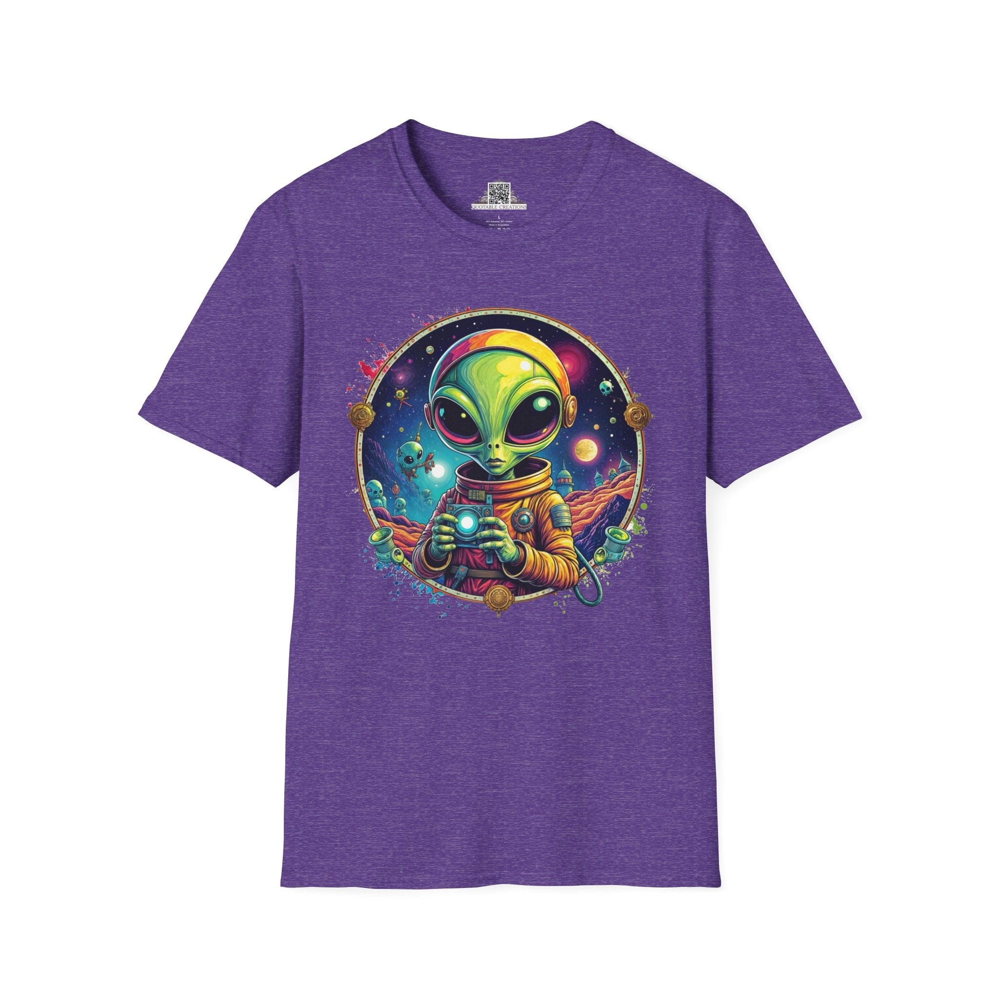 Printify T-Shirt S / Heather Purple T-Shirt - Take Me to Your Leader… After a Quick Selfie! - Alien & Space
