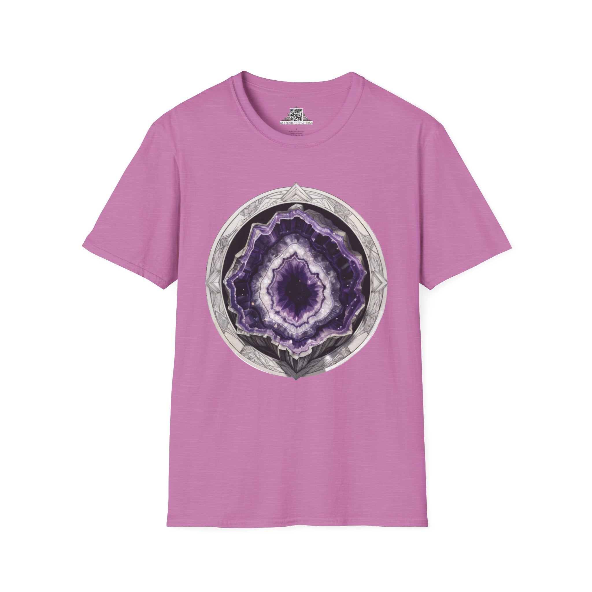 Printify T-Shirt S / Heather Radiant Orchid Amethyst Crystals Gemstones - T-Shirt