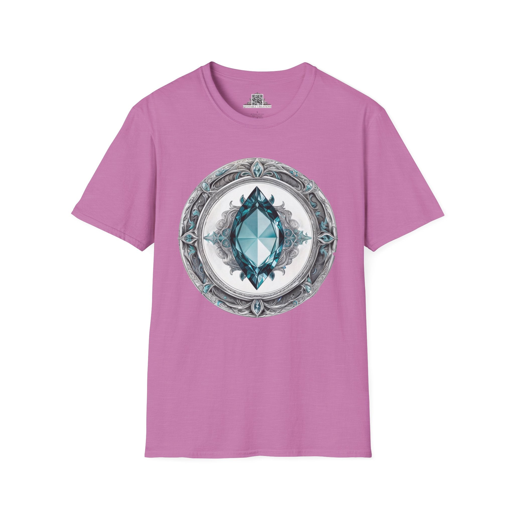 Printify T-Shirt S / Heather Radiant Orchid Aquamarine Crystals Gemstones - T-Shirt