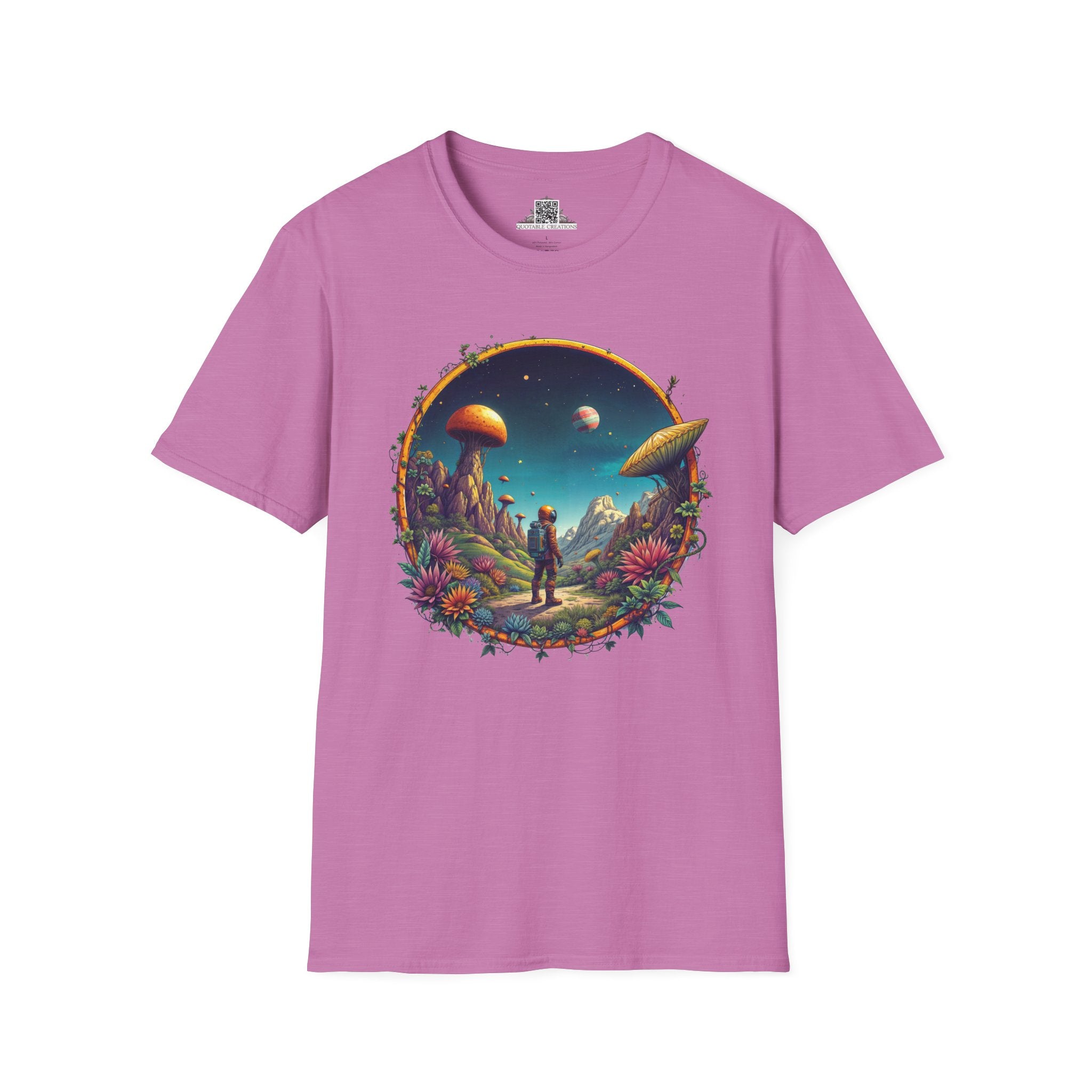 Printify T-Shirt S / Heather Radiant Orchid Cosmic Explorer UFO & Cosmic - T-Shirt