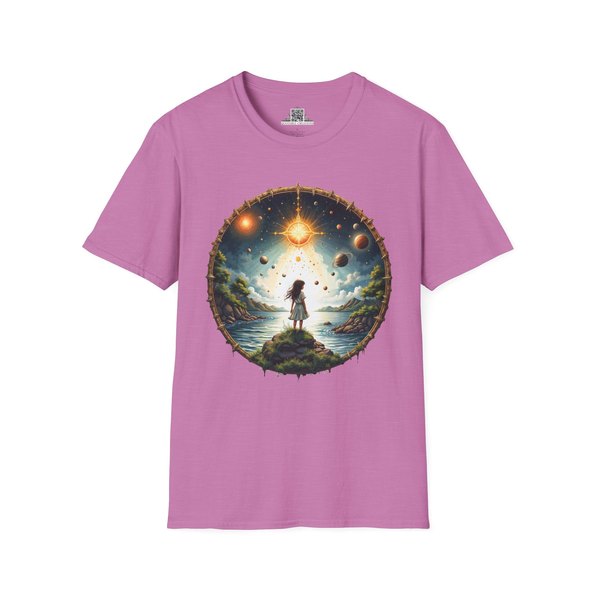 Printify T-Shirt S / Heather Radiant Orchid Exploring the Final Frontier UFO & Cosmic - T-Shirt