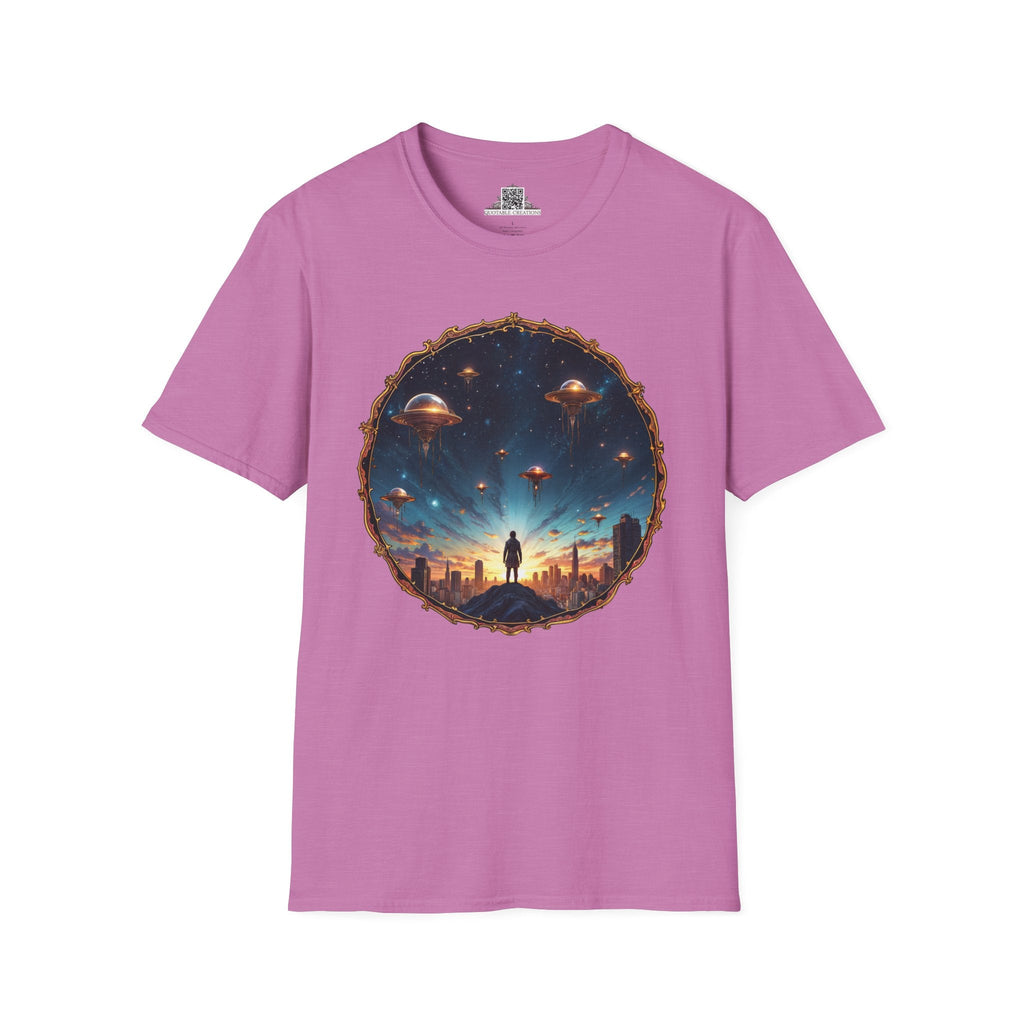 Printify T-Shirt S / Heather Radiant Orchid Galactic Connections UFO & Cosmic - T-Shirt