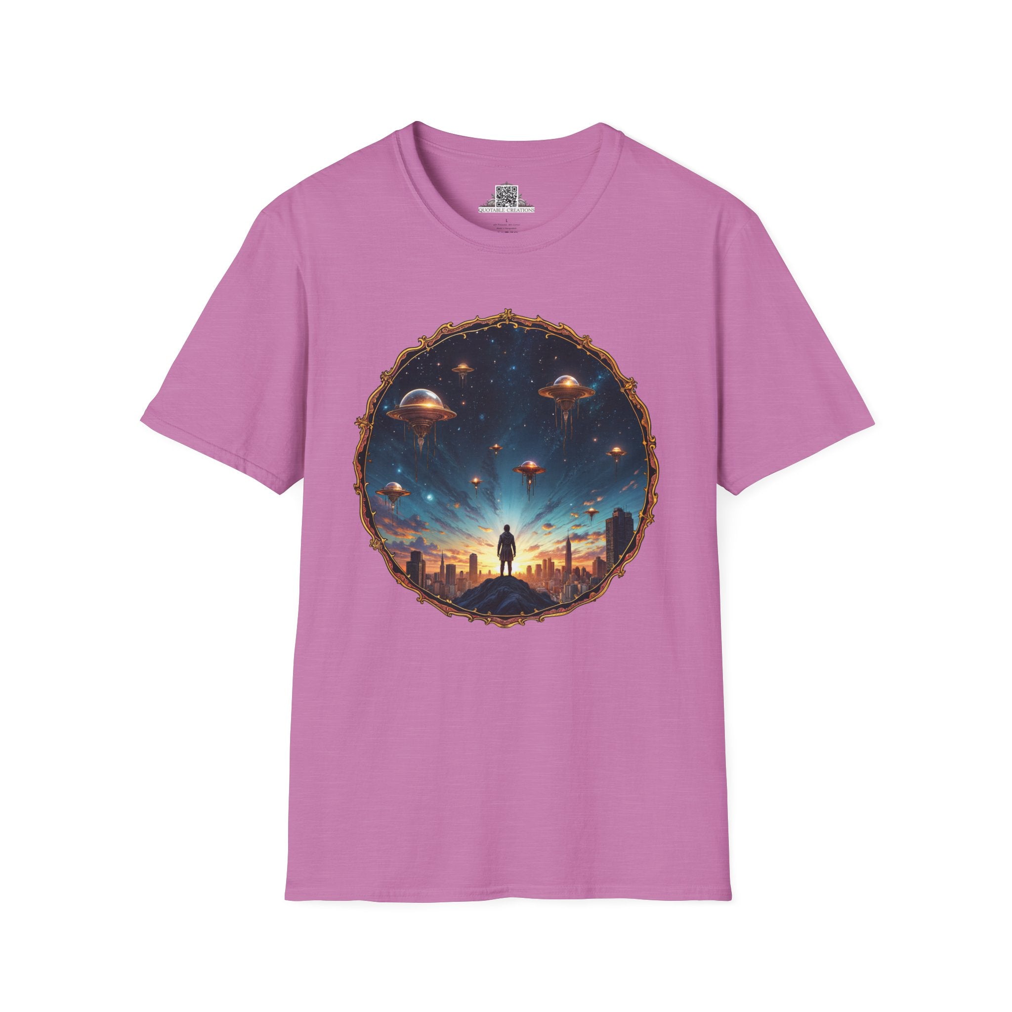 Printify T-Shirt S / Heather Radiant Orchid Galactic Connections UFO & Cosmic - T-Shirt