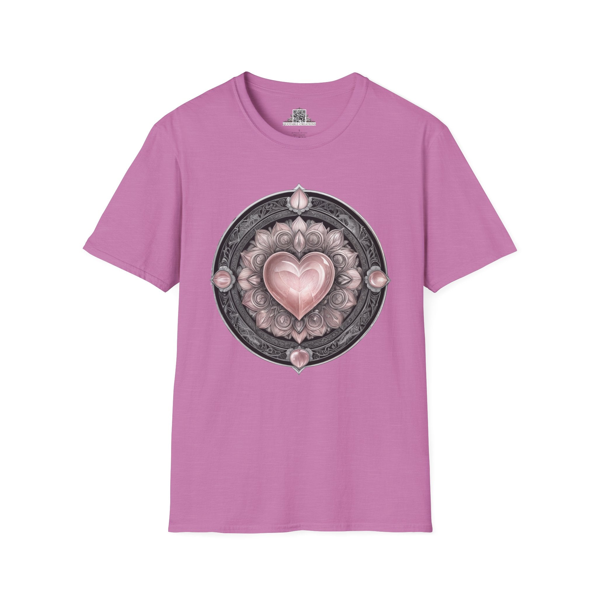 Printify T-Shirt S / Heather Radiant Orchid Rose Quartz - Crystals & Gemstones T-Shirt