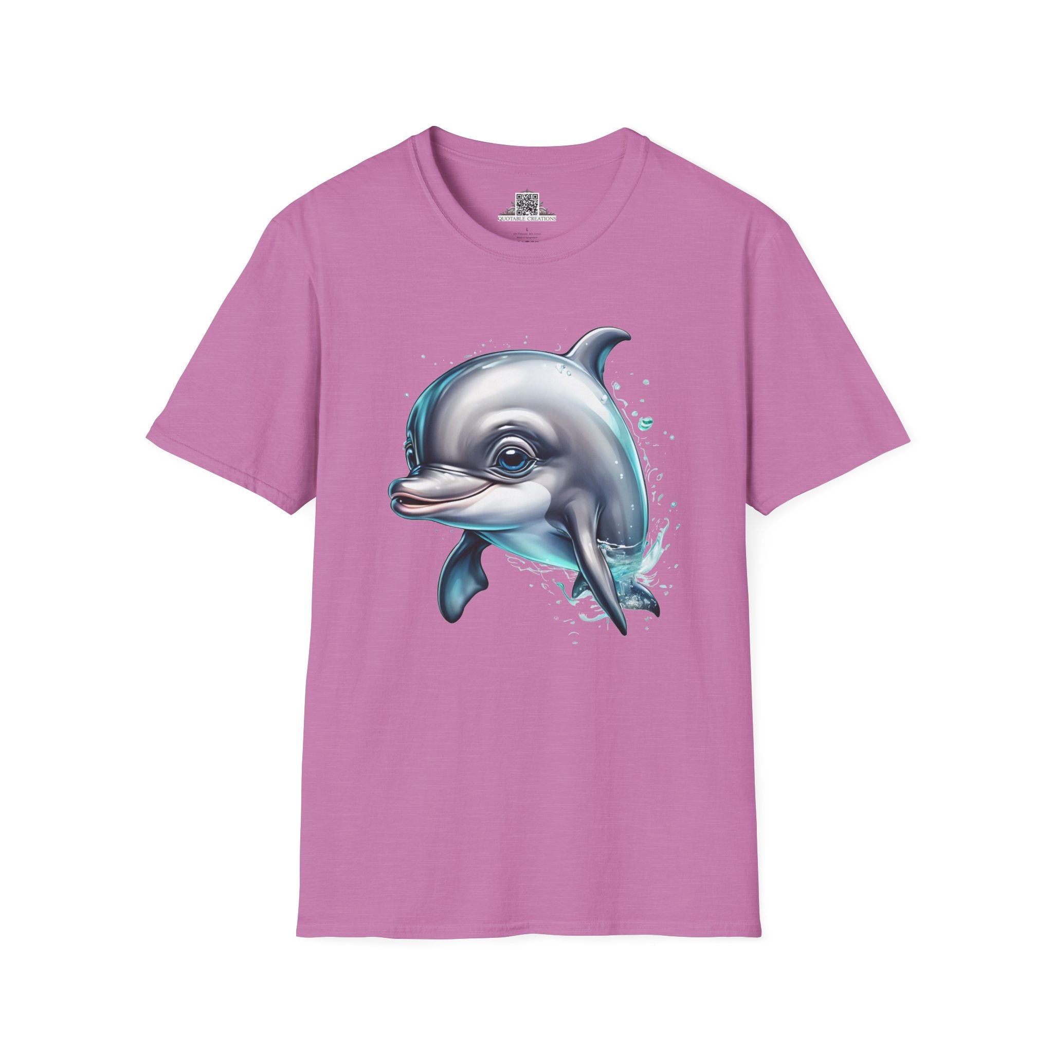 Printify T-Shirt S / Heather Radiant Orchid T-Shirt - Baby Dolphin - Hyper Cute