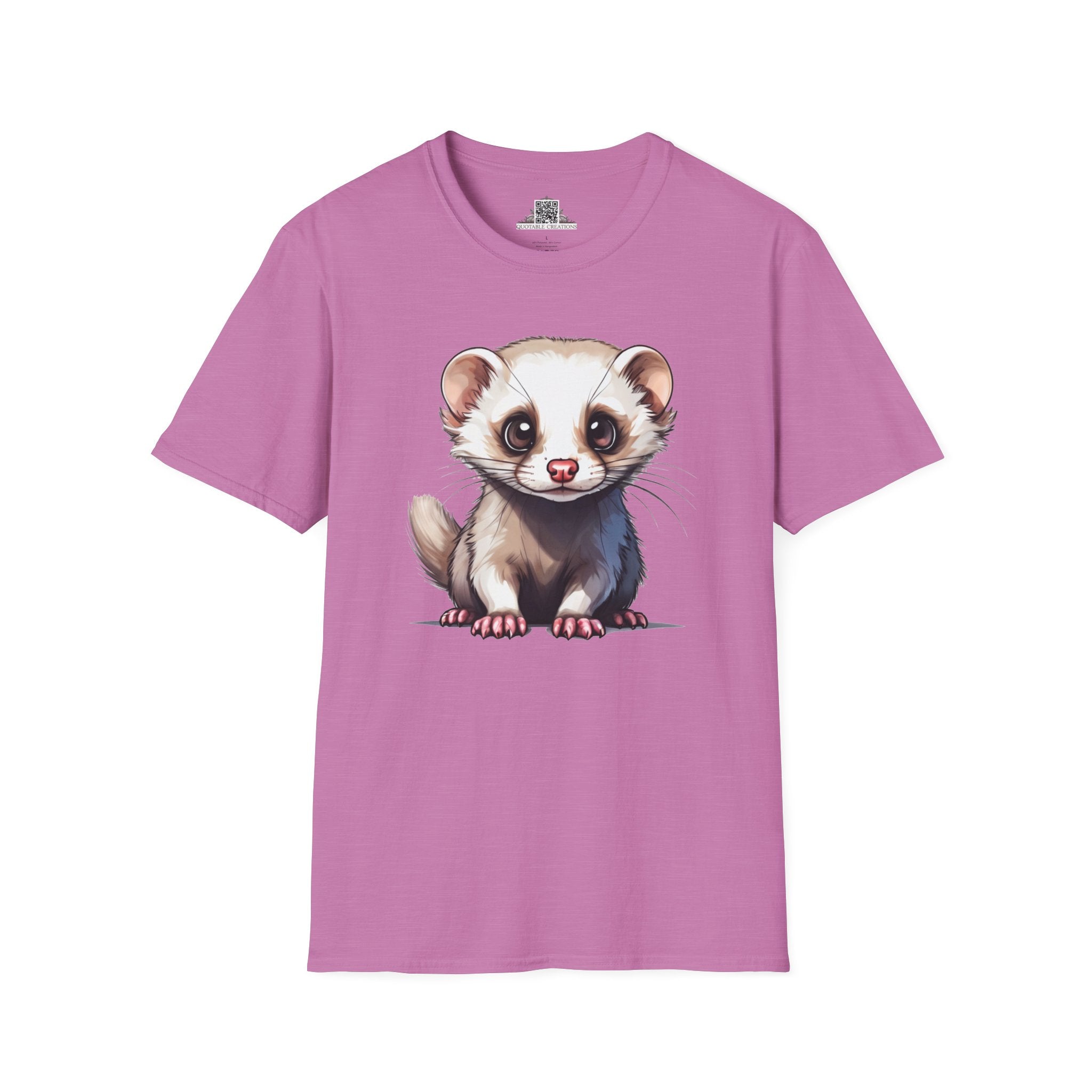 Printify T-Shirt S / Heather Radiant Orchid T-Shirt - Baby Ferret - Hyper Cute