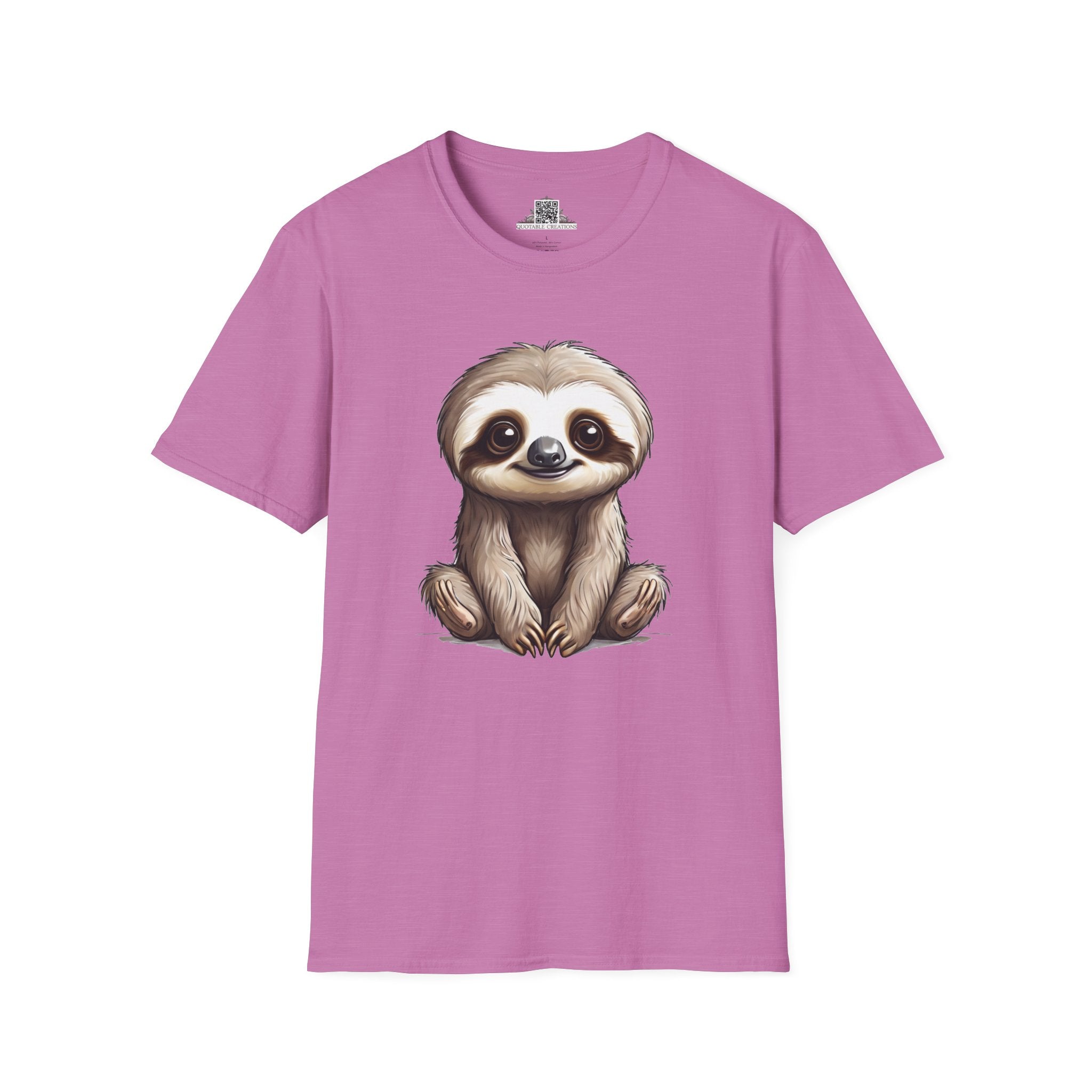 Printify T-Shirt S / Heather Radiant Orchid T-Shirt - Baby Sloth - Hyper Cute