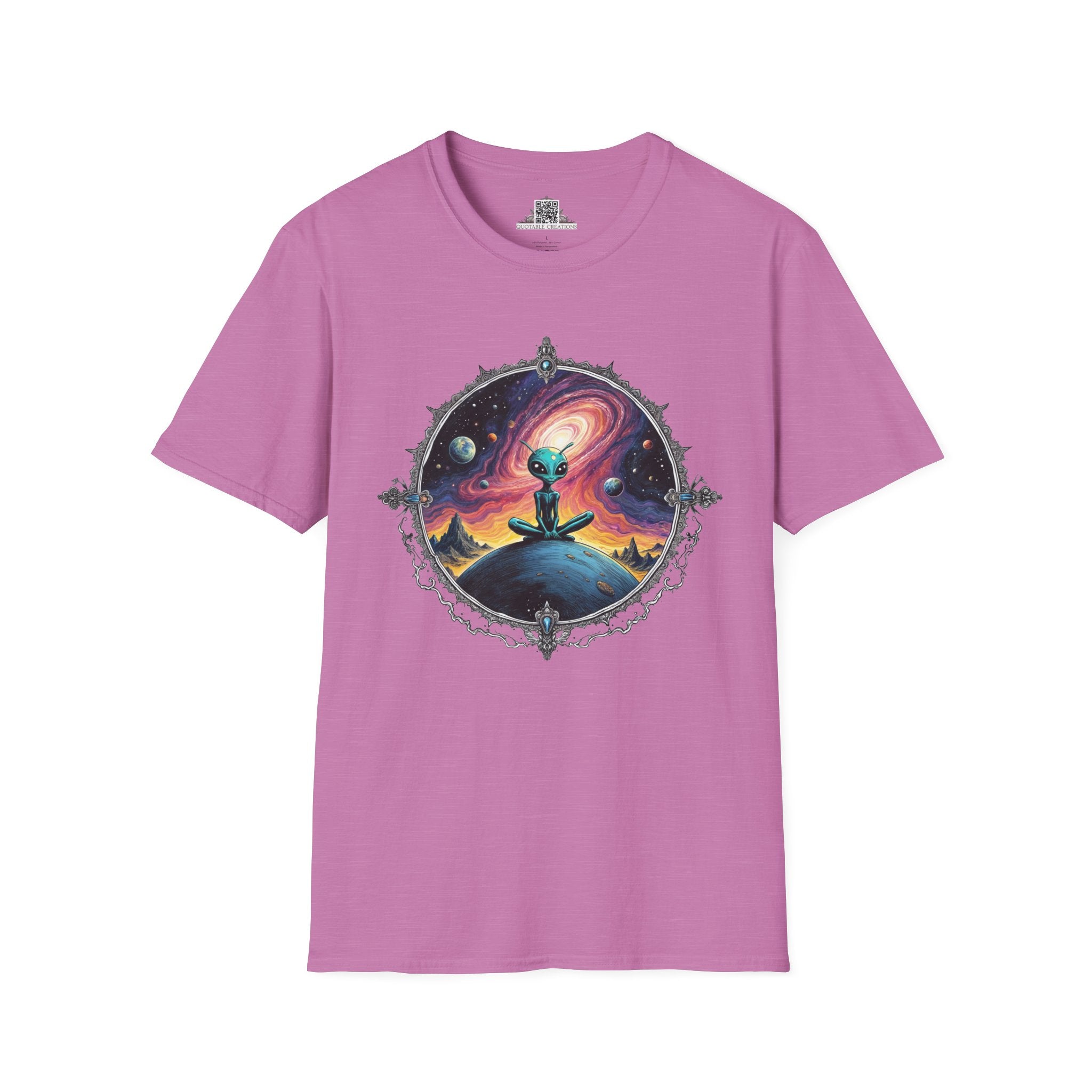 Printify T-Shirt S / Heather Radiant Orchid T-Shirt - Exploring the Cosmos, One Planet at a Time! - Alien & Space