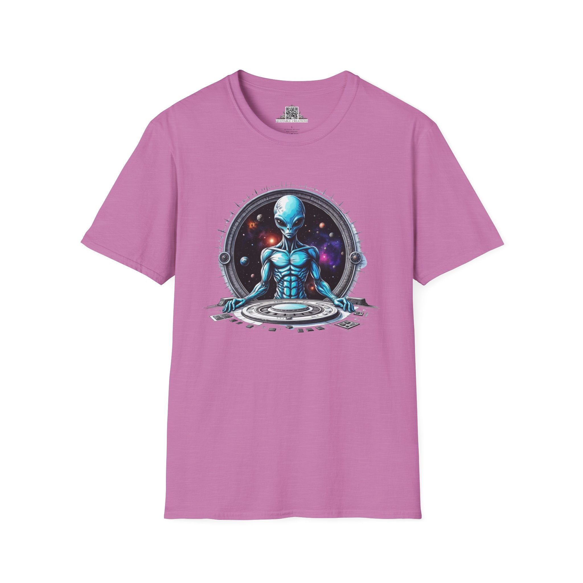 Printify T-Shirt S / Heather Radiant Orchid T-Shirt - Galactic Traveler Ready for Cosmic Adventures! - Alien & Space