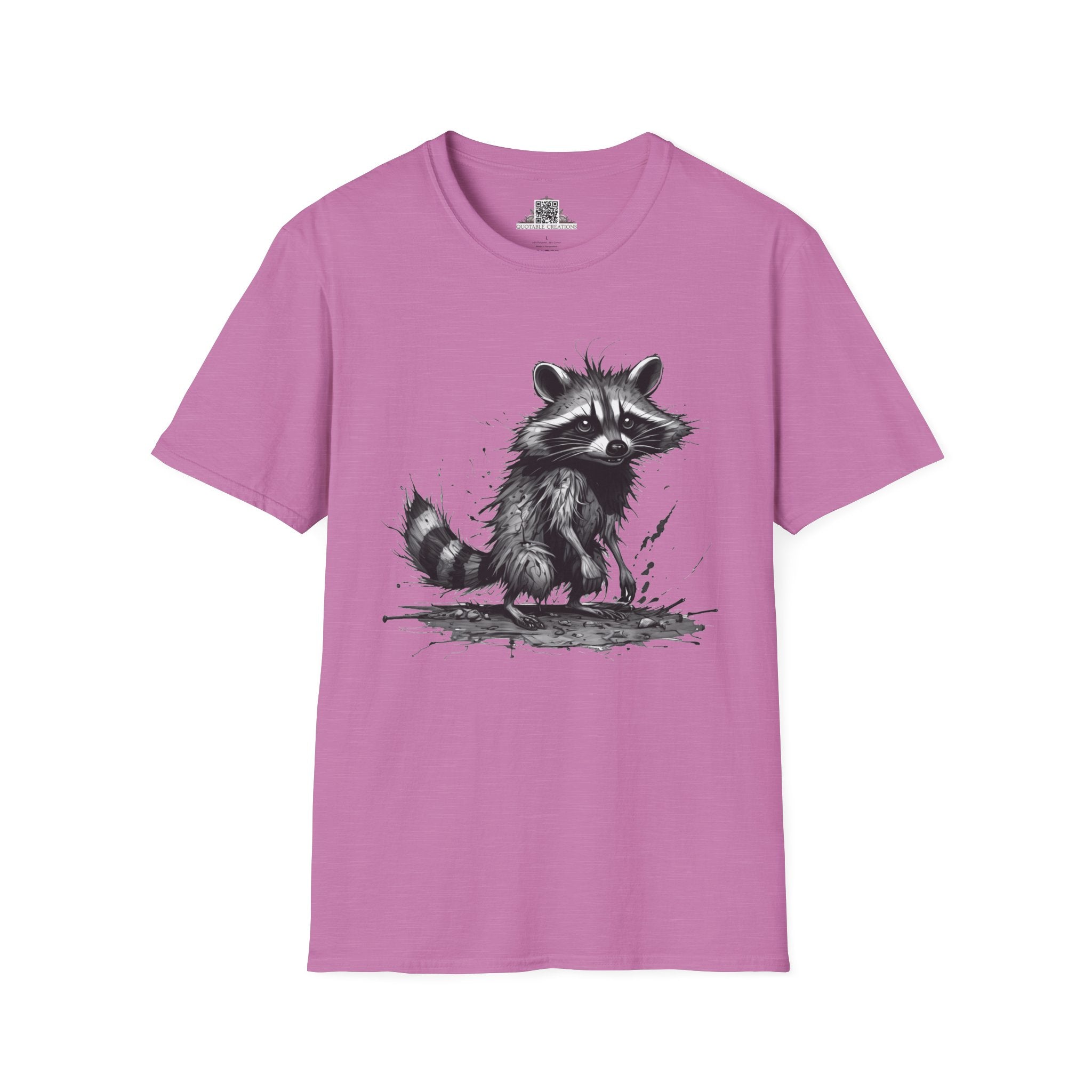 Printify T-Shirt S / Heather Radiant Orchid T-Shirt - I'm Fine Raccoon - Everything's Fine