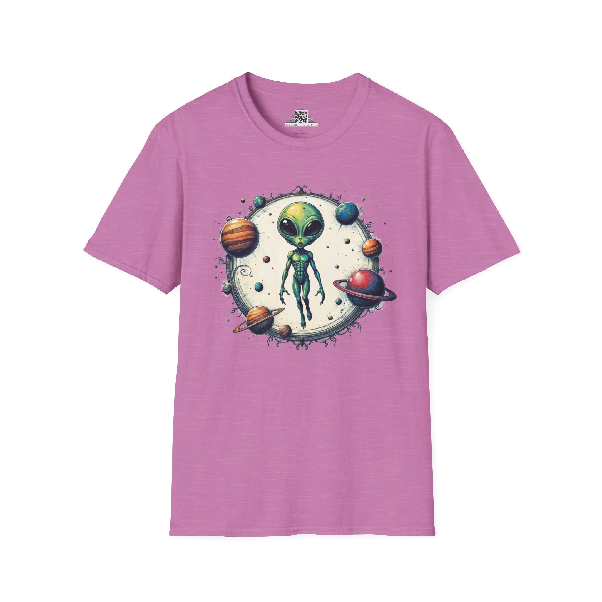 Printify T-Shirt S / Heather Radiant Orchid T-Shirt - Lost in Space, But Finding Fun Everywhere! - Alien & Space