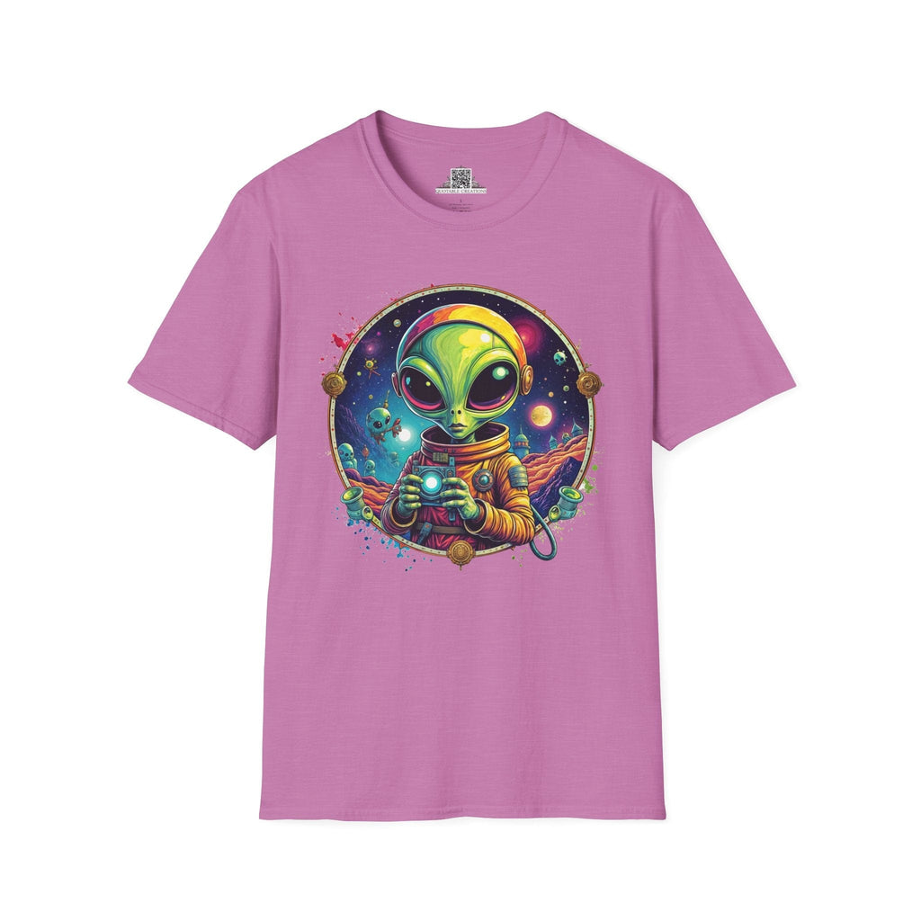 Printify T-Shirt S / Heather Radiant Orchid T-Shirt - Take Me to Your Leader… After a Quick Selfie! - Alien & Space