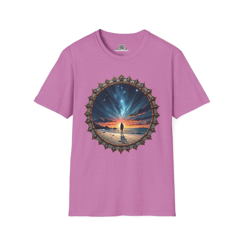 Printify T-Shirt S / Heather Radiant Orchid We Are Not Alone UFO & Cosmic - T-Shirt