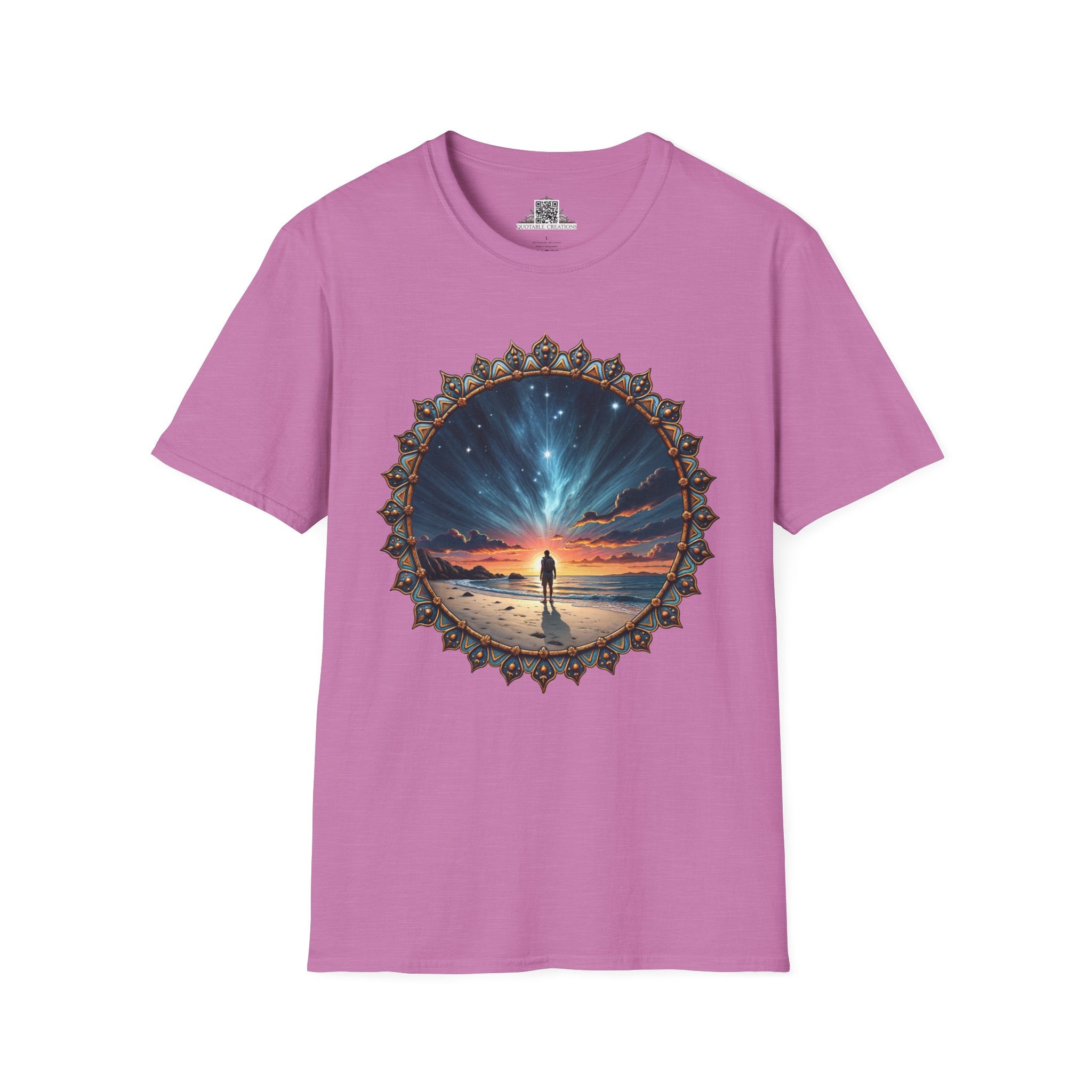 Printify T-Shirt S / Heather Radiant Orchid We Are Not Alone UFO & Cosmic - T-Shirt
