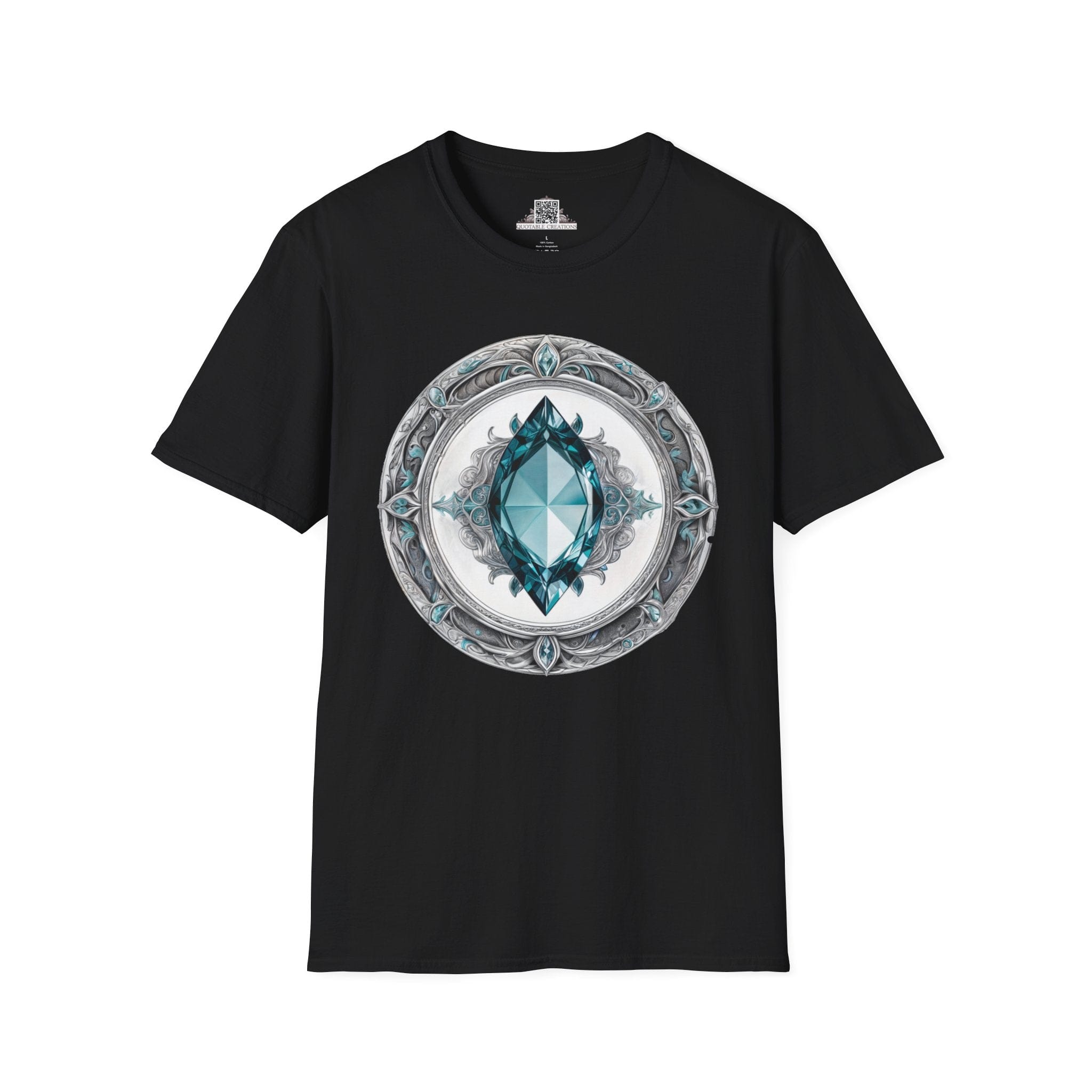 Printify T-Shirt XS / Black Aquamarine Crystals Gemstones - T-Shirt