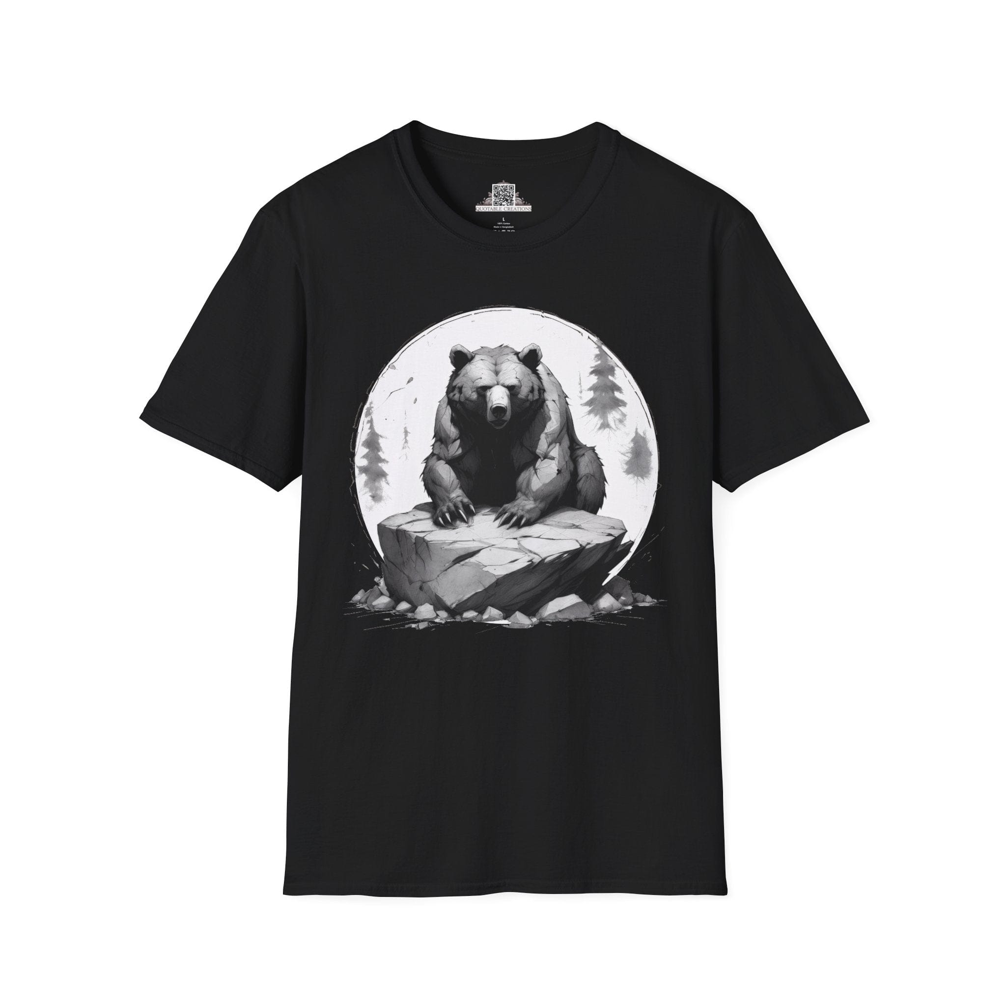 Printify T-Shirt XS / Black Bear Wild Motivation - Softstyle T-Shirt