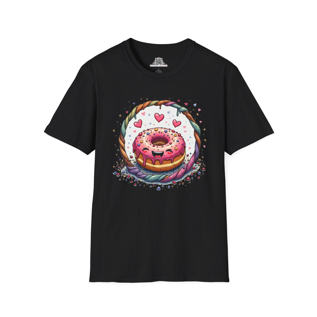 Printify T-Shirt XS / Black Donut Worry - Love & Fun T-Shirt