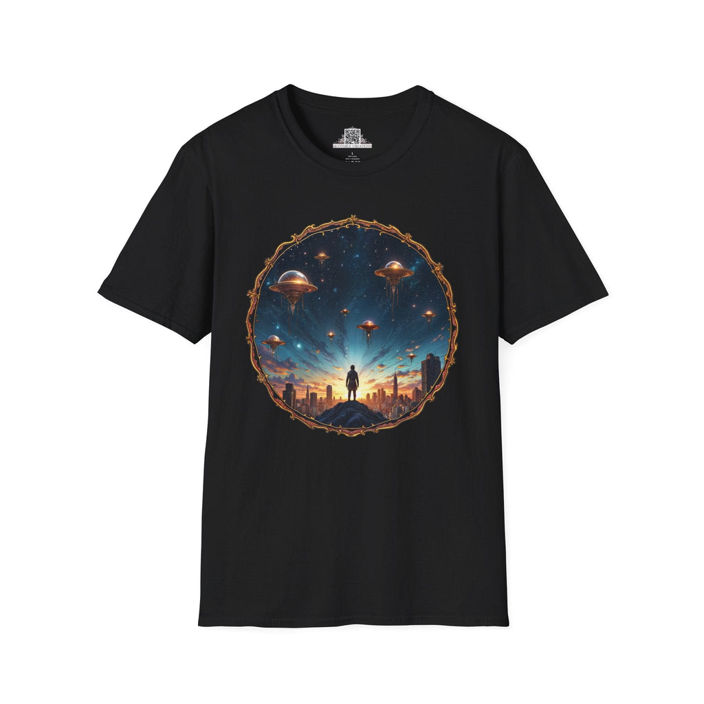 Printify T-Shirt XS / Black Galactic Connections UFO & Cosmic - T-Shirt
