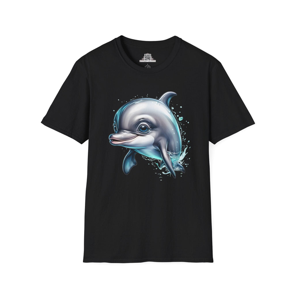 Printify T-Shirt XS / Black T-Shirt - Baby Dolphin - Hyper Cute