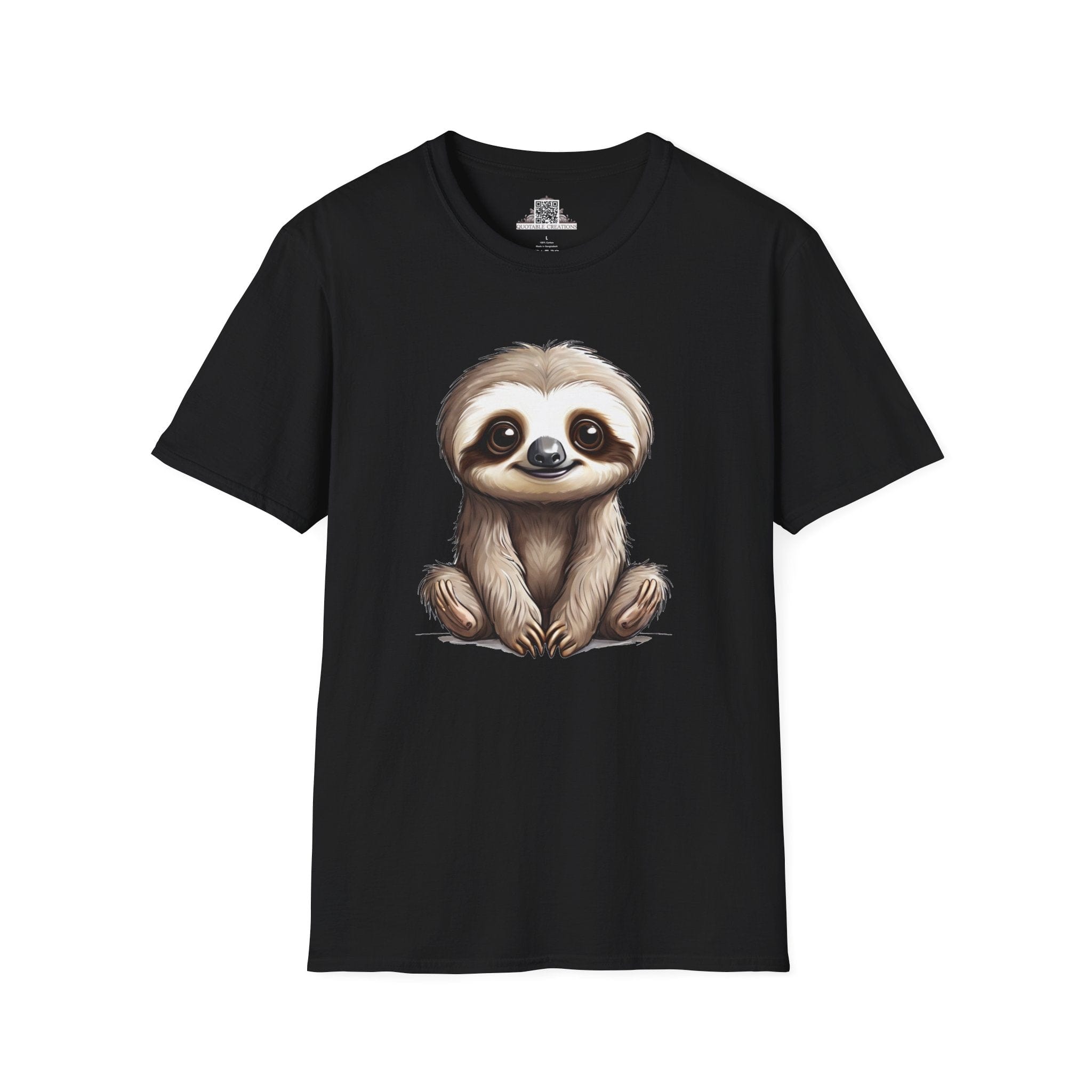 Printify T-Shirt XS / Black T-Shirt - Baby Sloth - Hyper Cute
