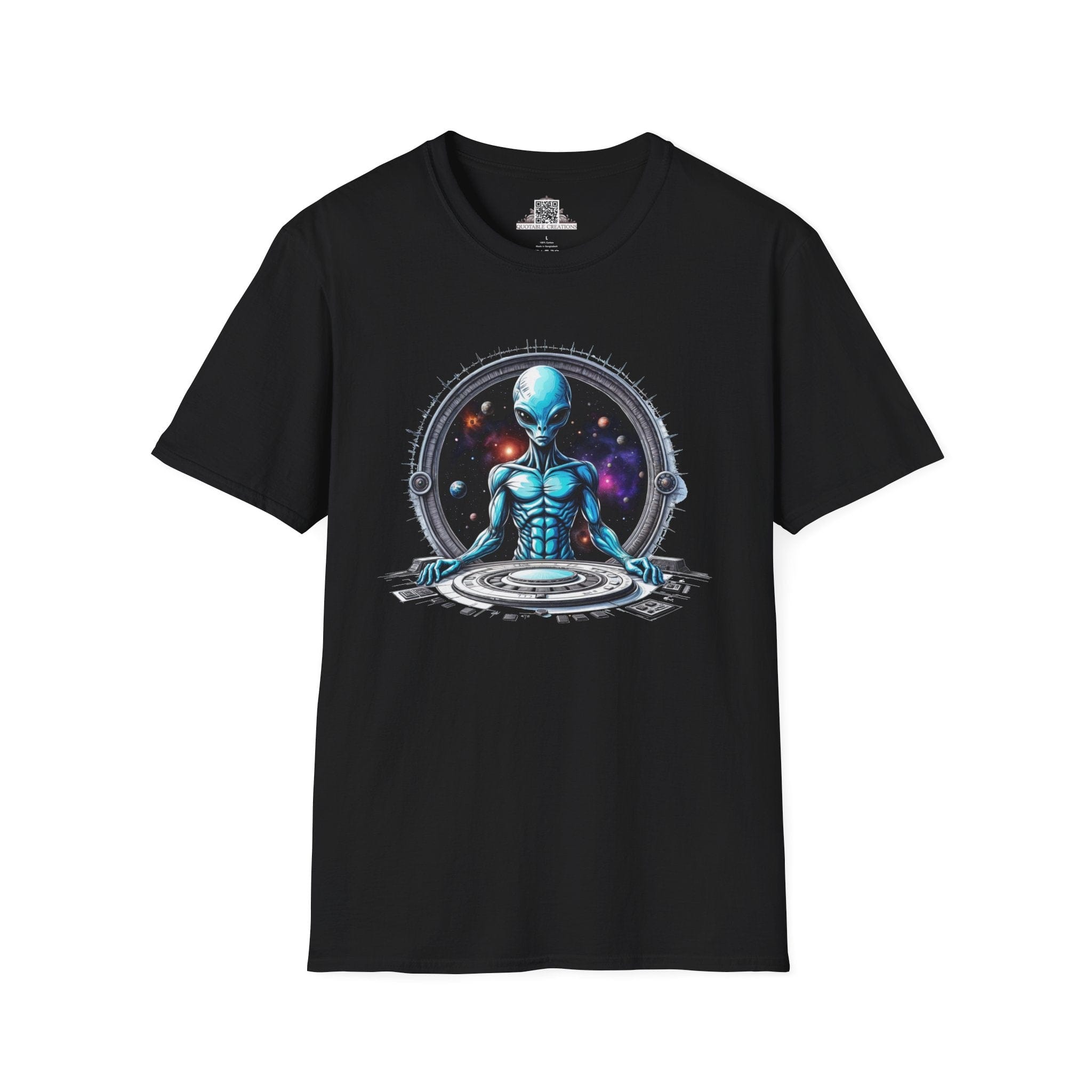 Printify T-Shirt XS / Black T-Shirt - Galactic Traveler Ready for Cosmic Adventures! - Alien & Space