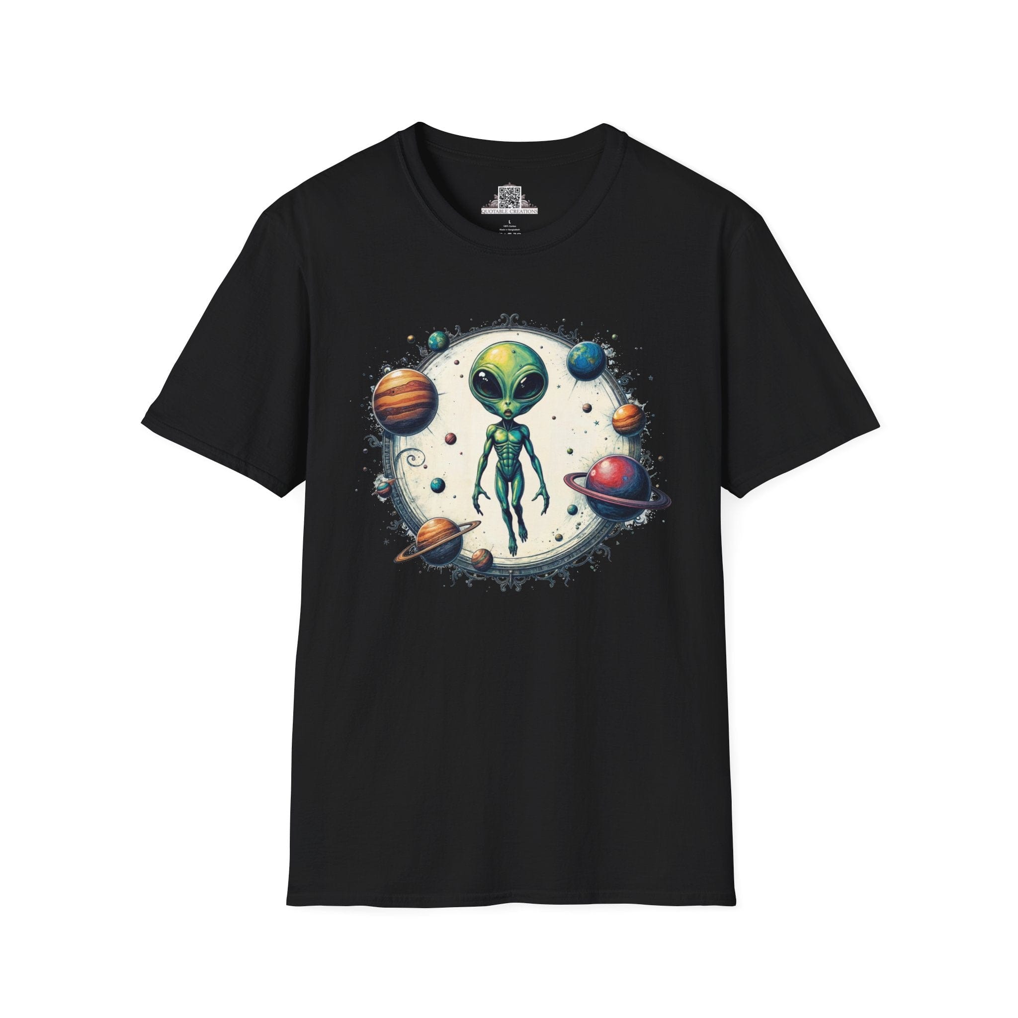Printify T-Shirt XS / Black T-Shirt - Lost in Space, But Finding Fun Everywhere! - Alien & Space