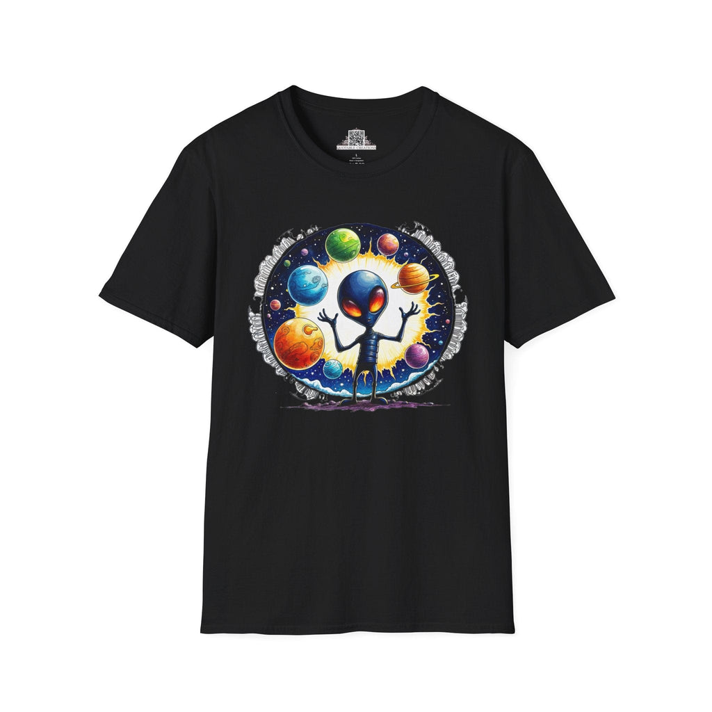 Printify T-Shirt XS / Black T-Shirt - Out of This World Fun is Just a Star Jump Away! - Alien & Space