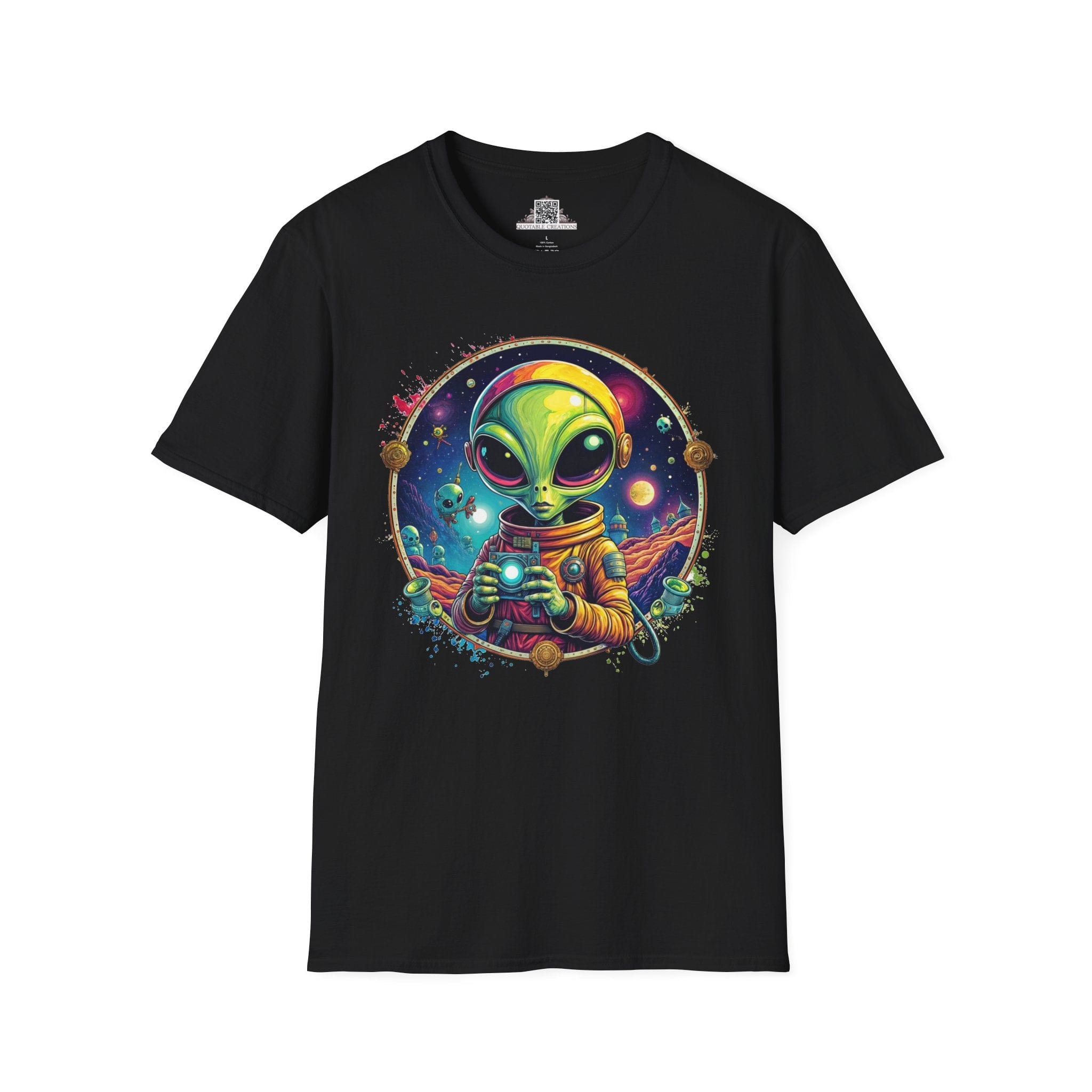 Printify T-Shirt XS / Black T-Shirt - Take Me to Your Leader… After a Quick Selfie! - Alien & Space