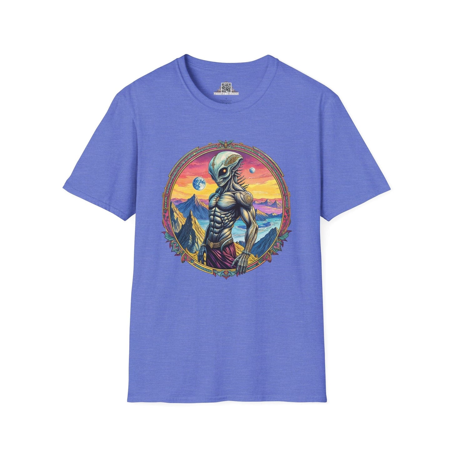 Printify T-Shirt XS / Heather Royal T-Shirt - Adventures Beyond the Stars Await - Let’s Blast Off - Alien & Space