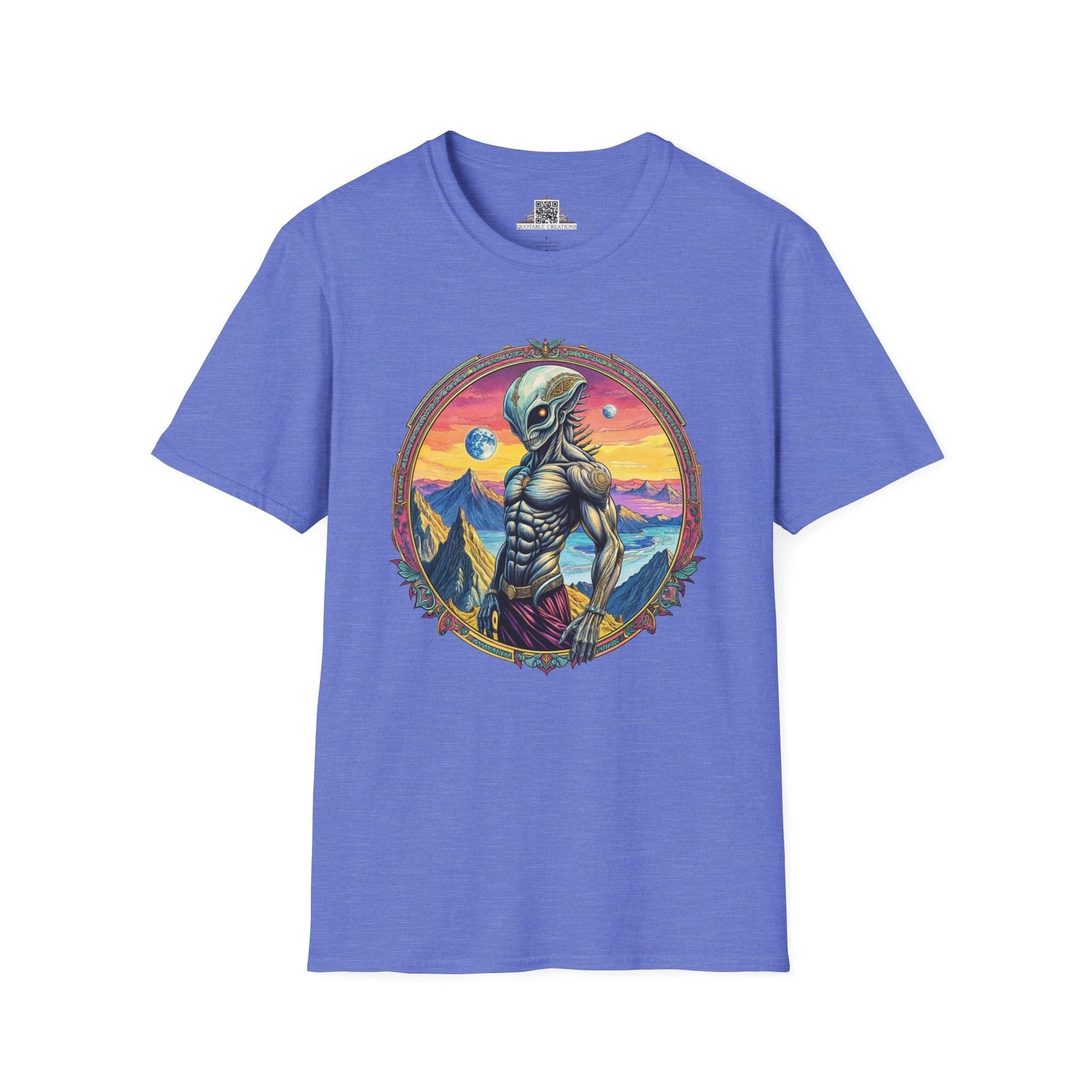 Printify T-Shirt XS / Heather Royal T-Shirt - Adventures Beyond the Stars Await - Let’s Blast Off - Alien & Space