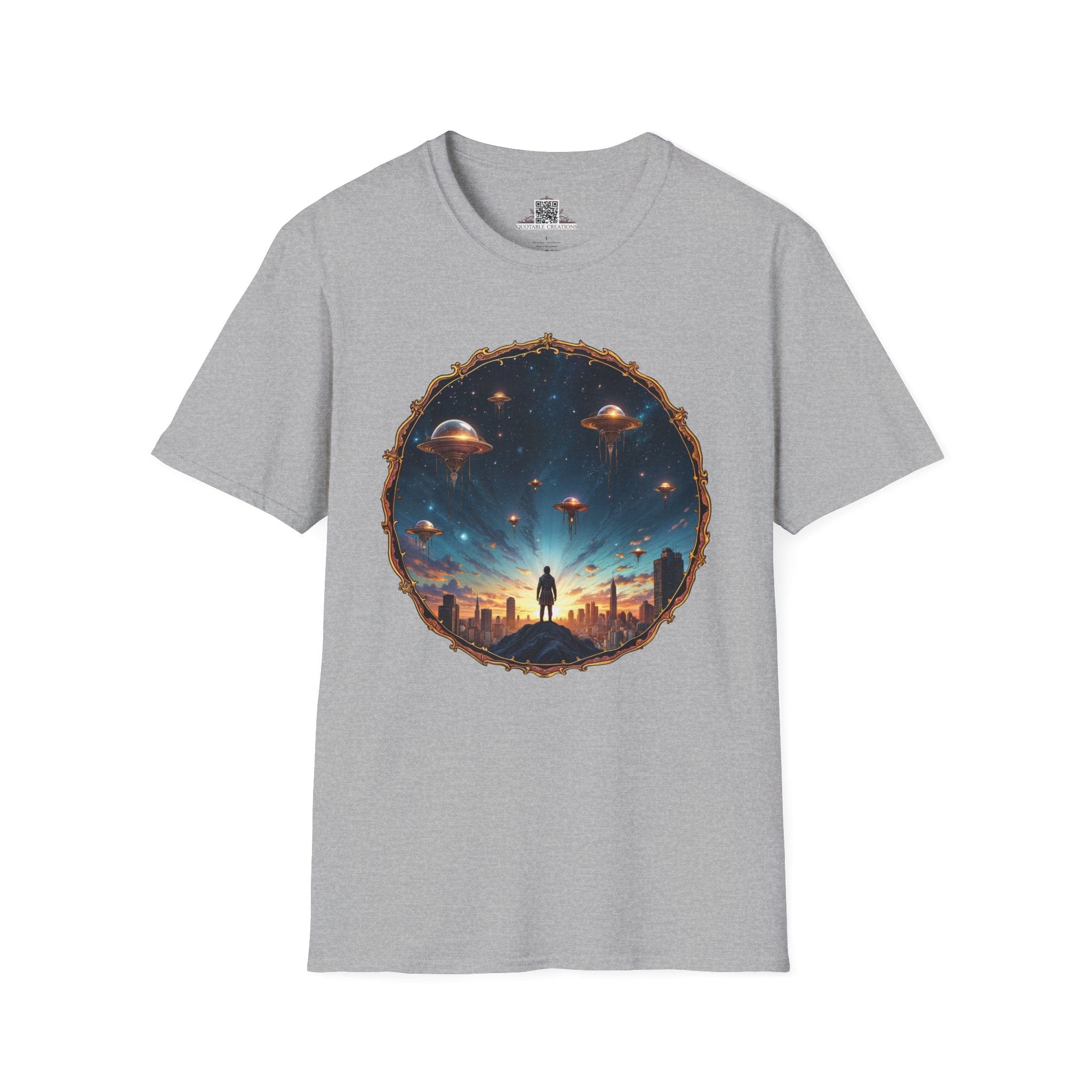 Printify T-Shirt XS / Sport Grey Galactic Connections UFO & Cosmic - T-Shirt