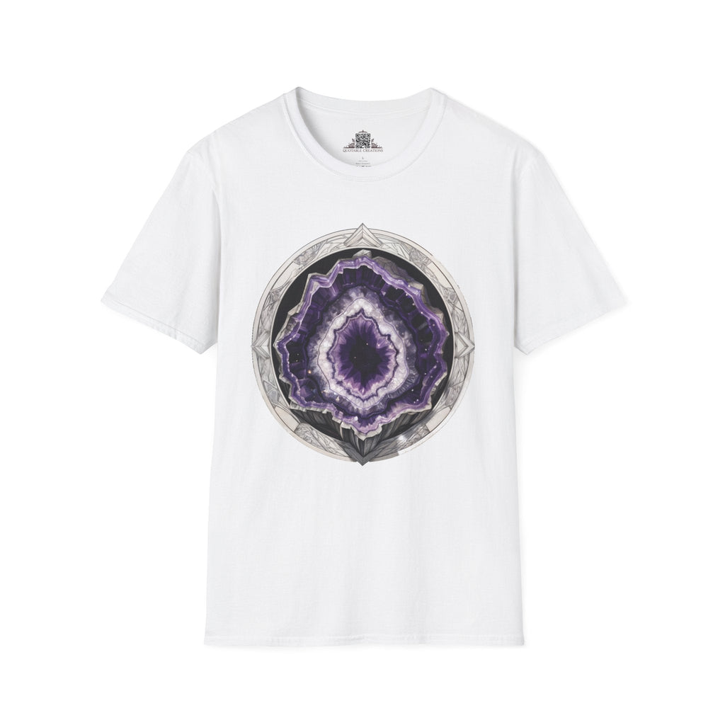 Printify T-Shirt XS / White Amethyst Crystals Gemstones - T-Shirt