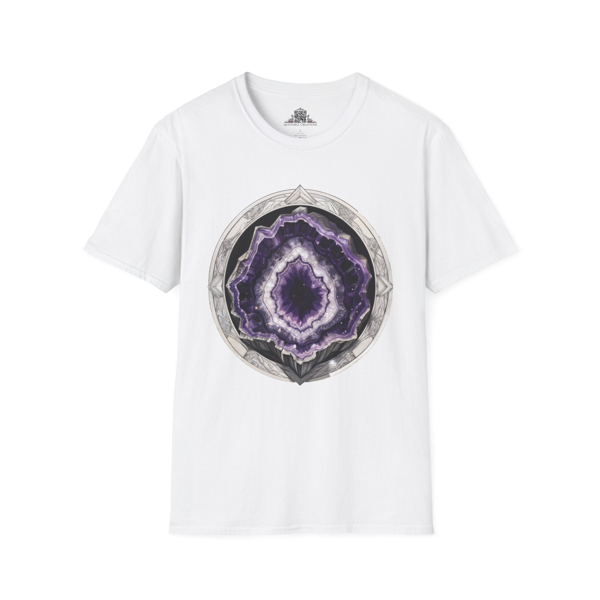 Printify T-Shirt XS / White Amethyst Crystals Gemstones - T-Shirt