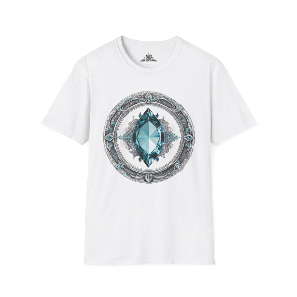 Printify T-Shirt XS / White Aquamarine Crystals Gemstones - T-Shirt
