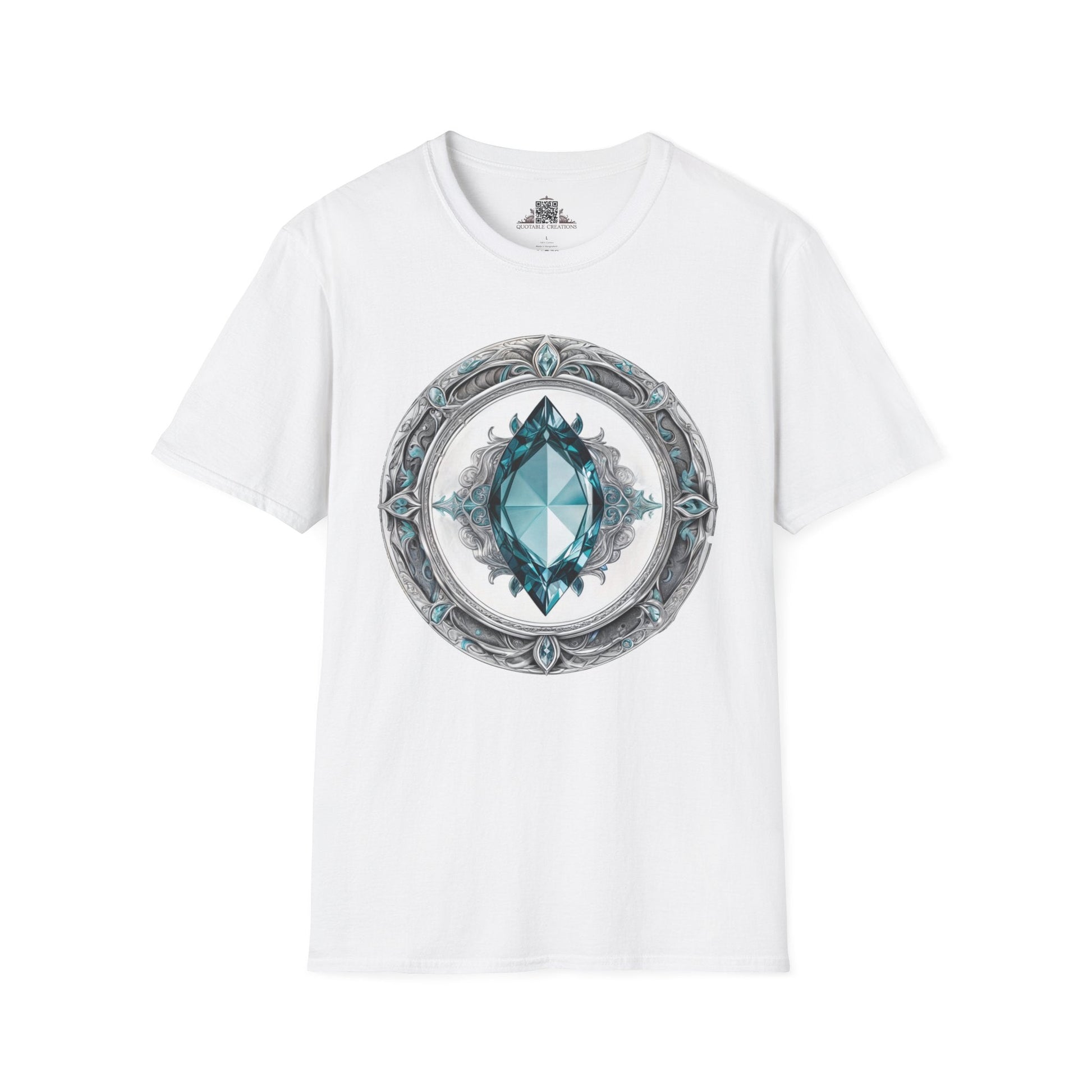 Printify T-Shirt XS / White Aquamarine Crystals Gemstones - T-Shirt
