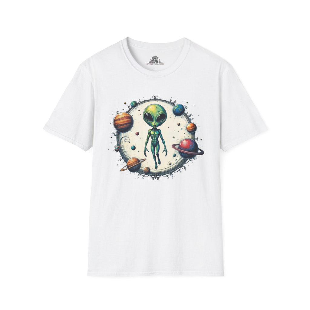 Printify T-Shirt XS / White T-Shirt - Lost in Space, But Finding Fun Everywhere! - Alien & Space